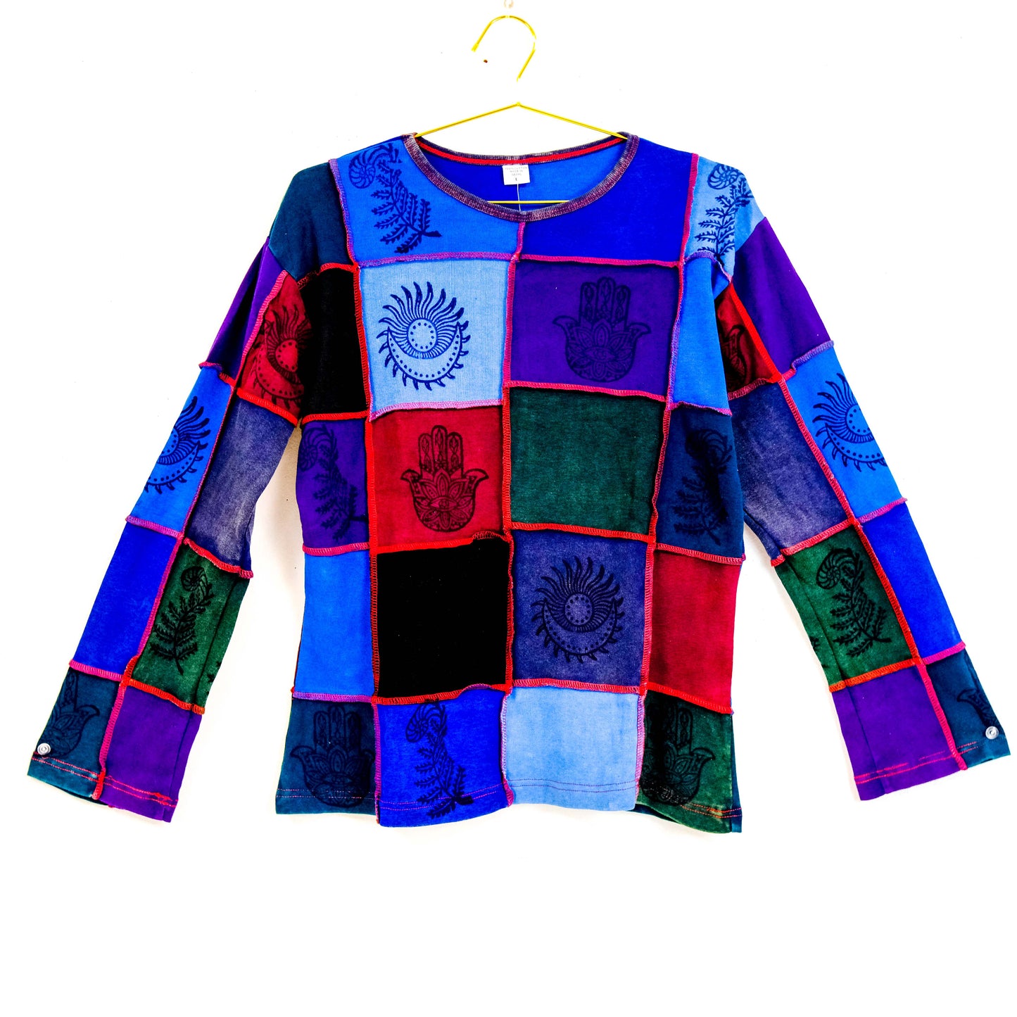 Cotton Patchwork Celestial Print Unisex Sweater