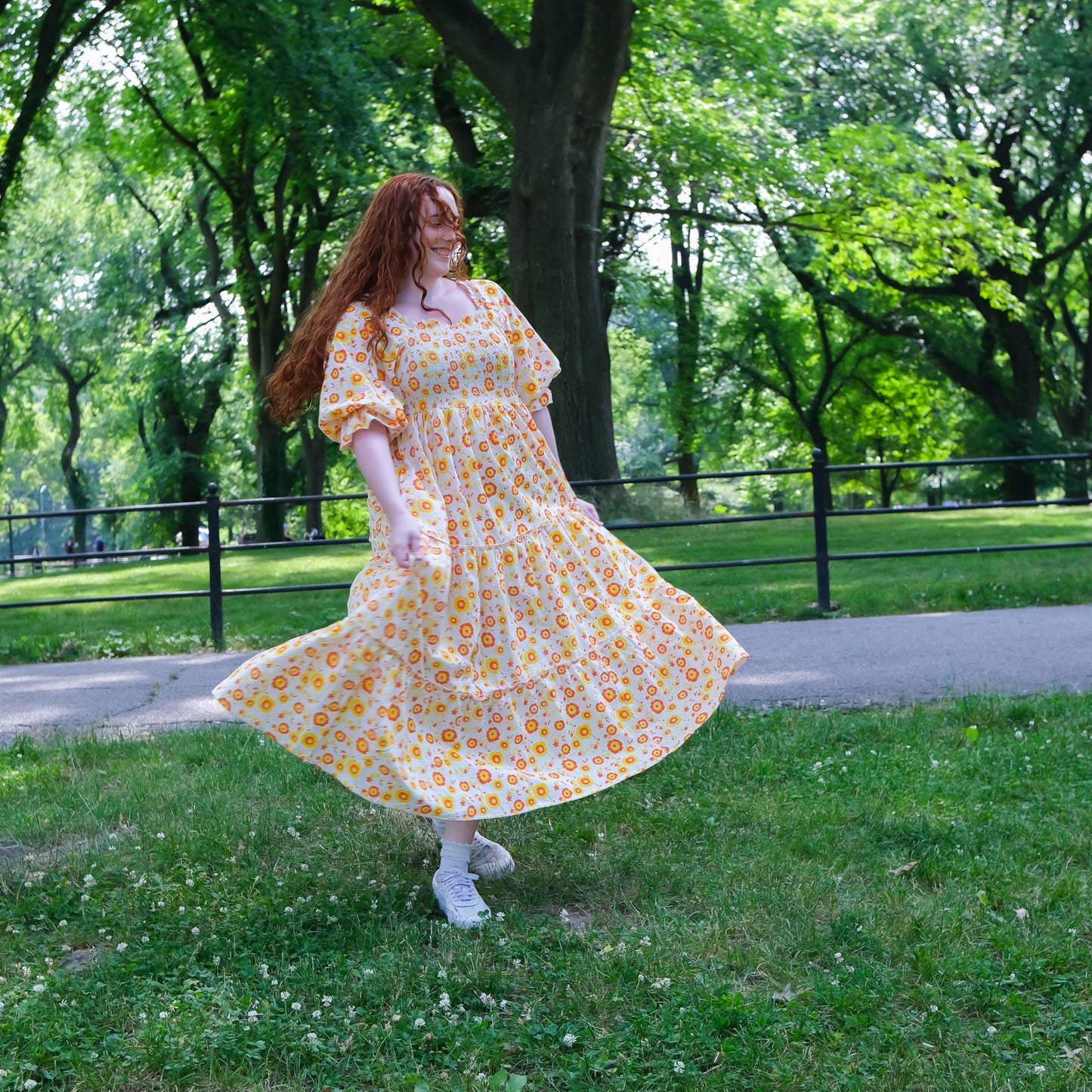 Boho Blossom Block Print Flowy Dress