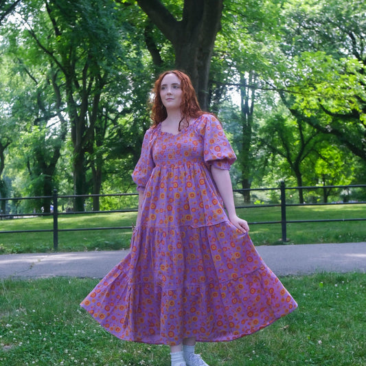 Boho Blossom Block Print Flowy Dress