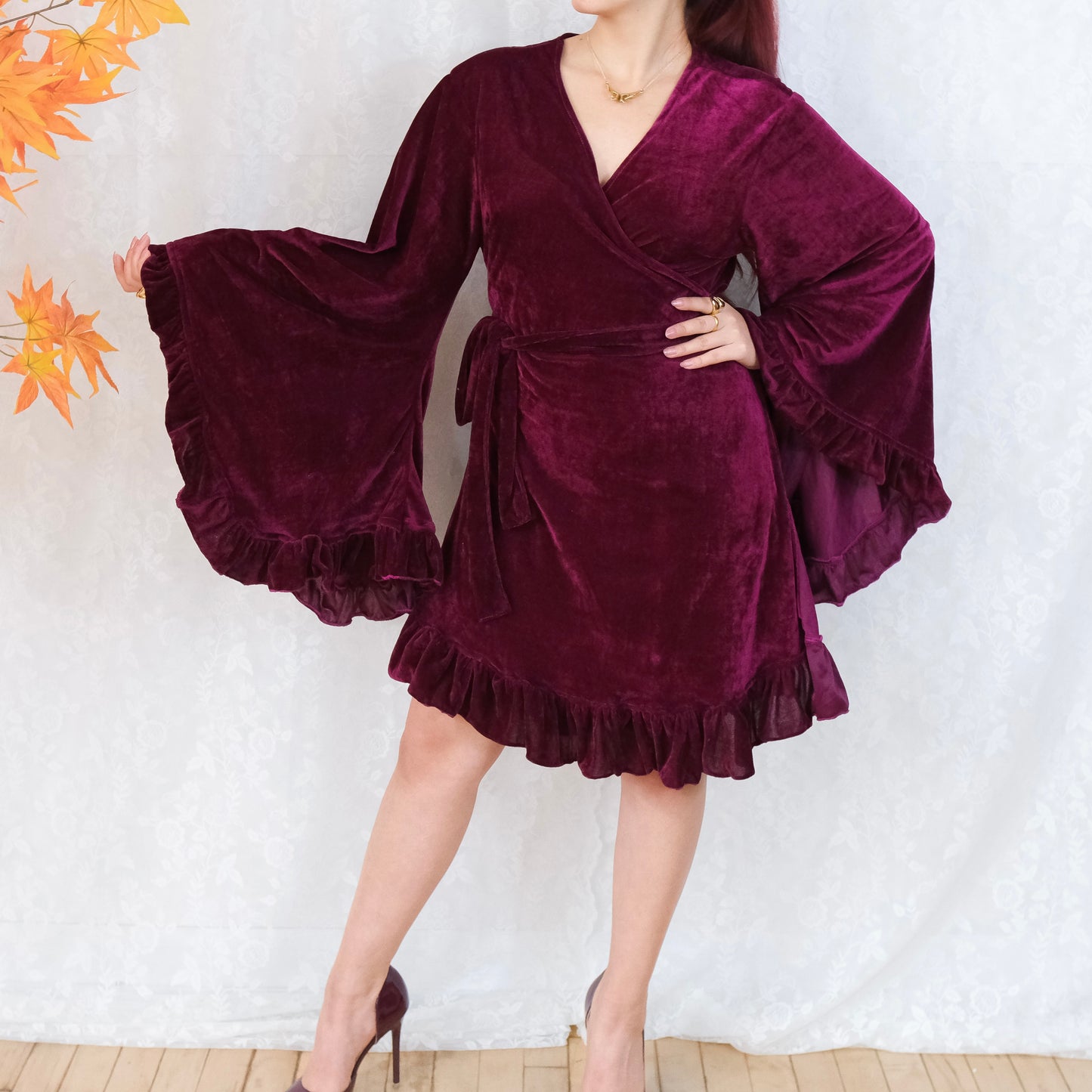 Velvet Boho Wrap Dress