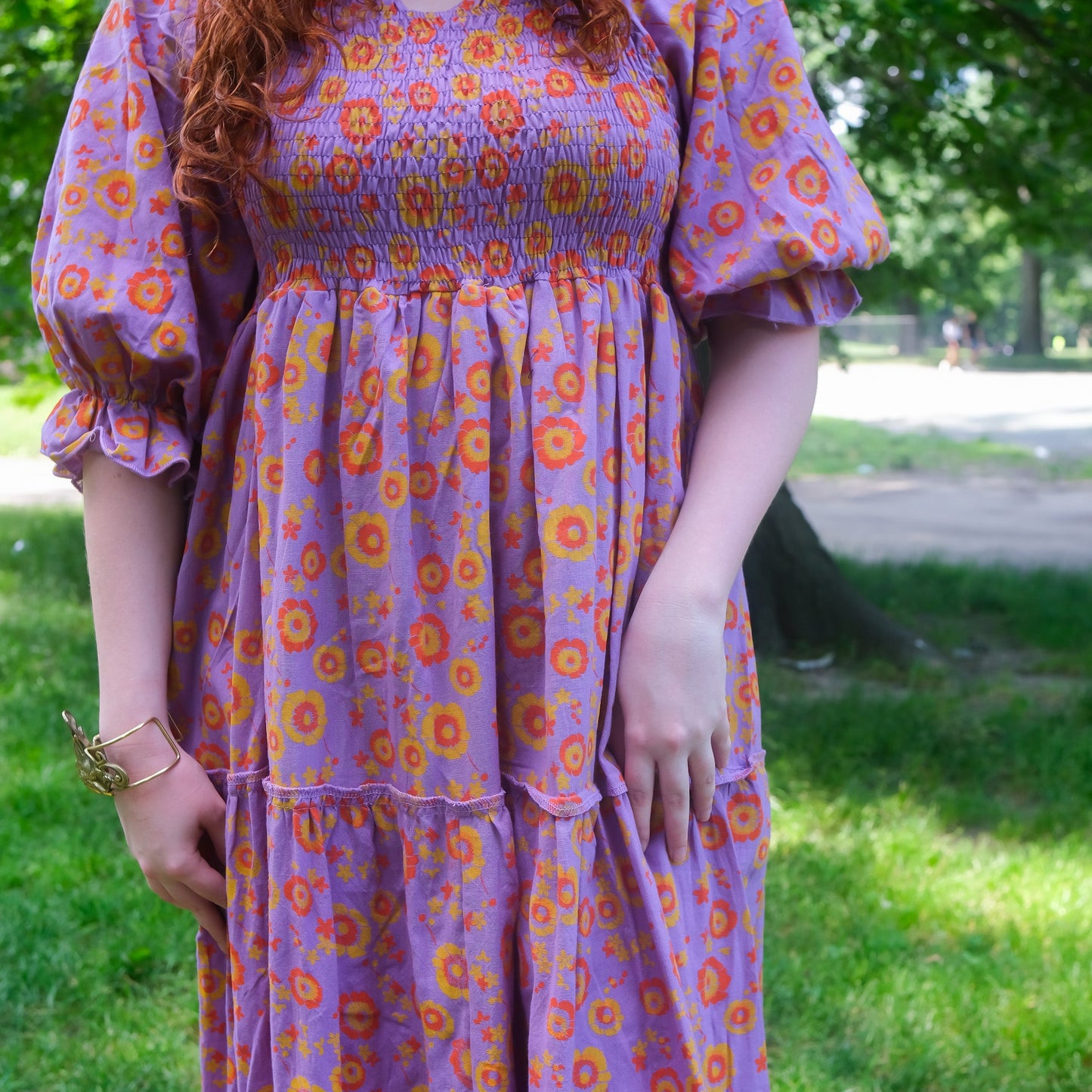 Boho Blossom Block Print Flowy Dress