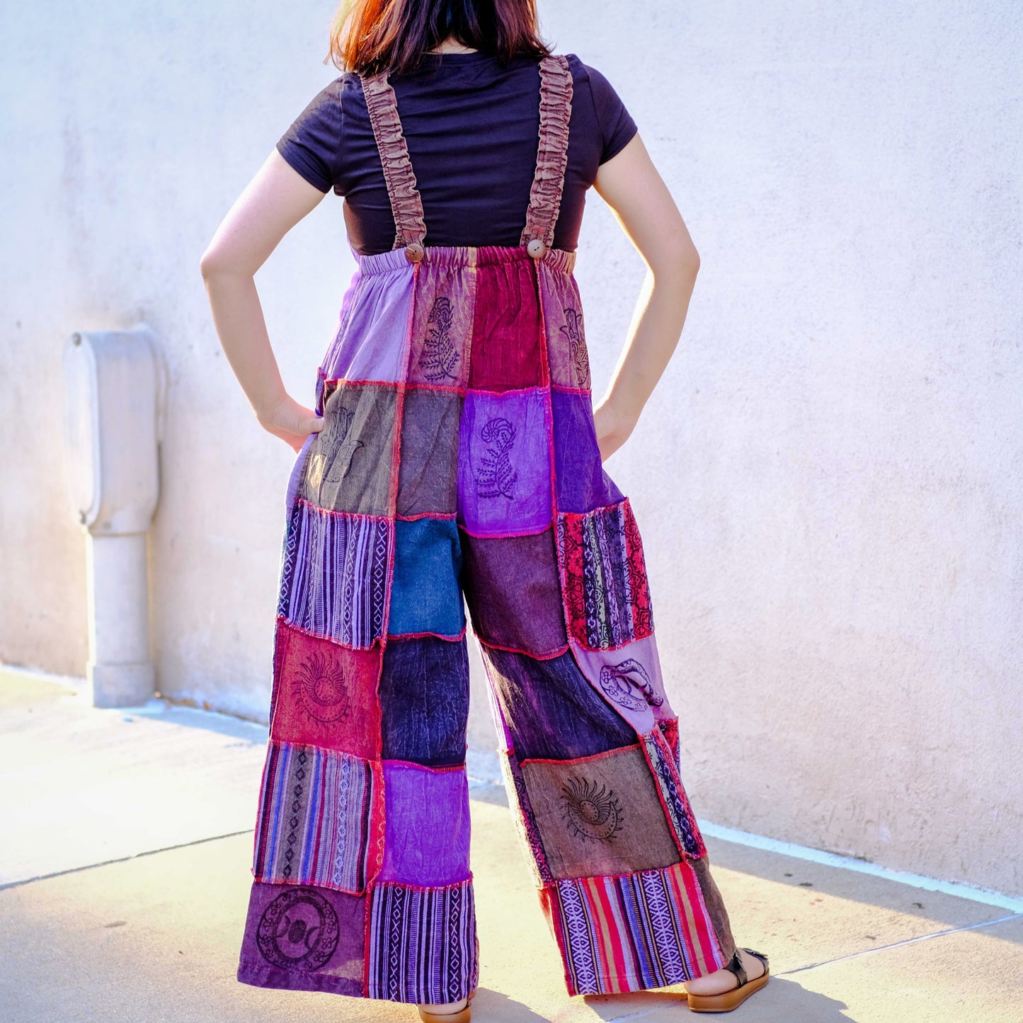 Patchwork Wide Leg Festival Jumpsuits