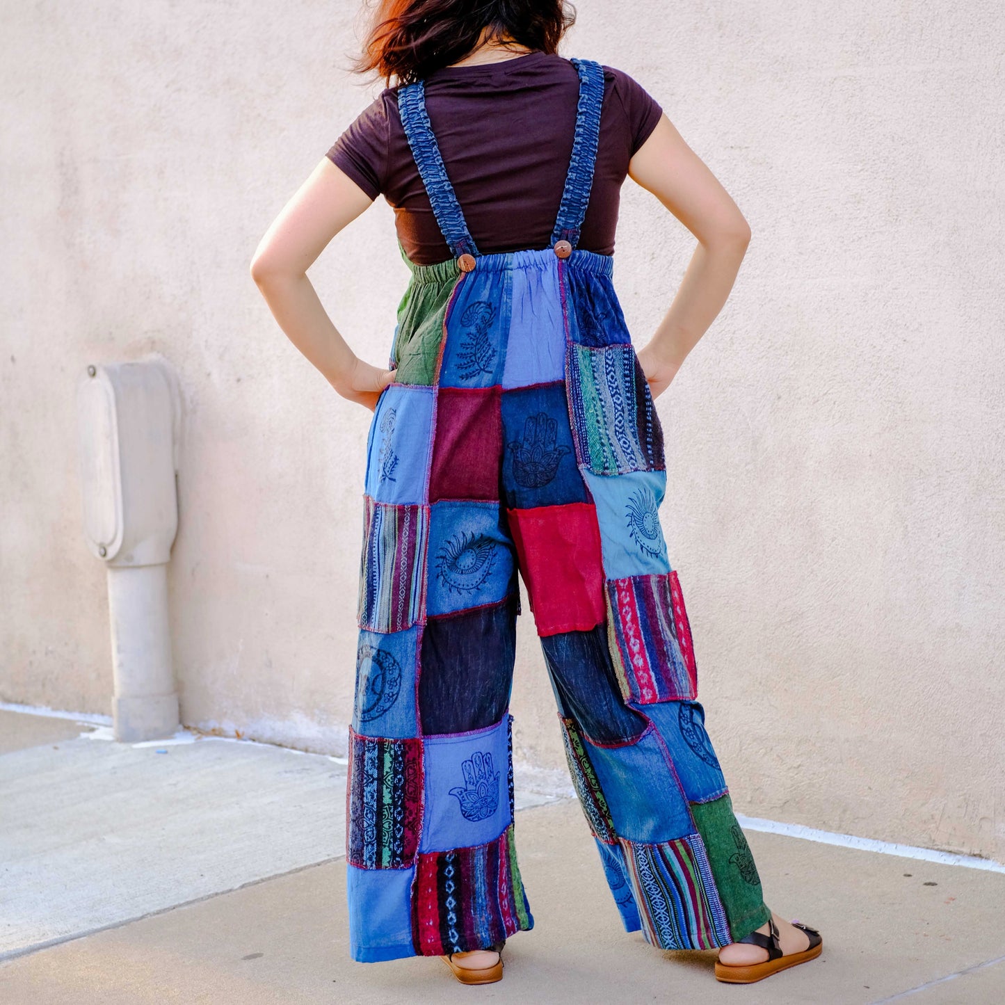 Patchwork Wide Leg Festival Jumpsuits