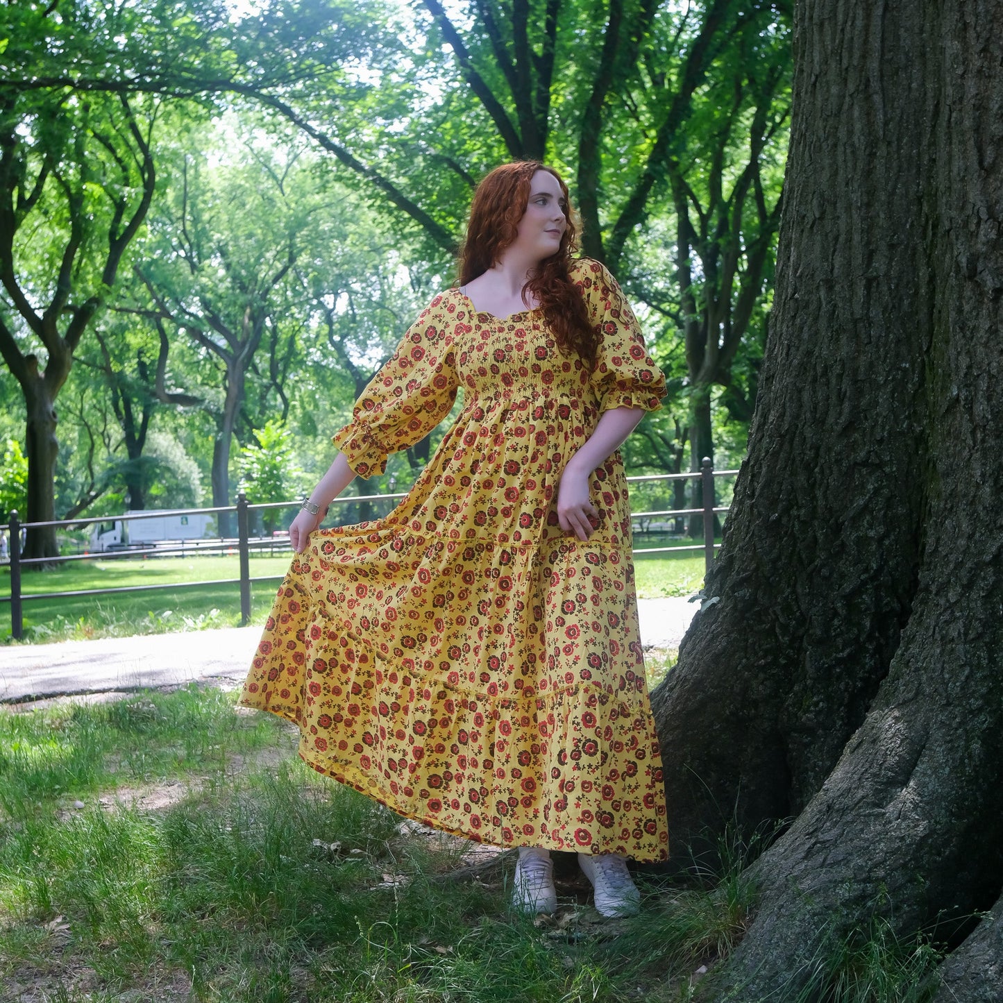 Boho Blossom Block Print Flowy Dress