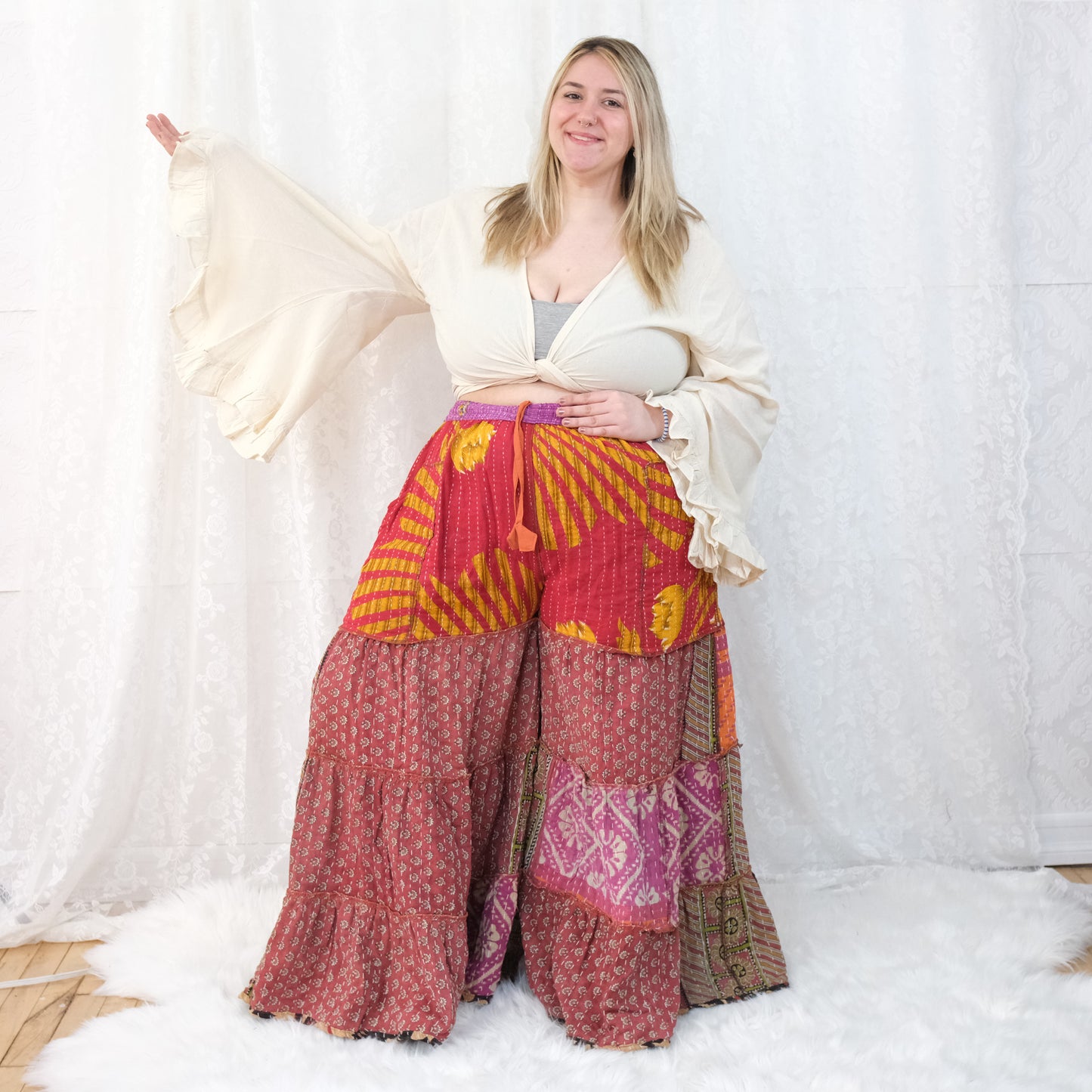 Kantha Reversible One of a Kind  Wide Leg Pants