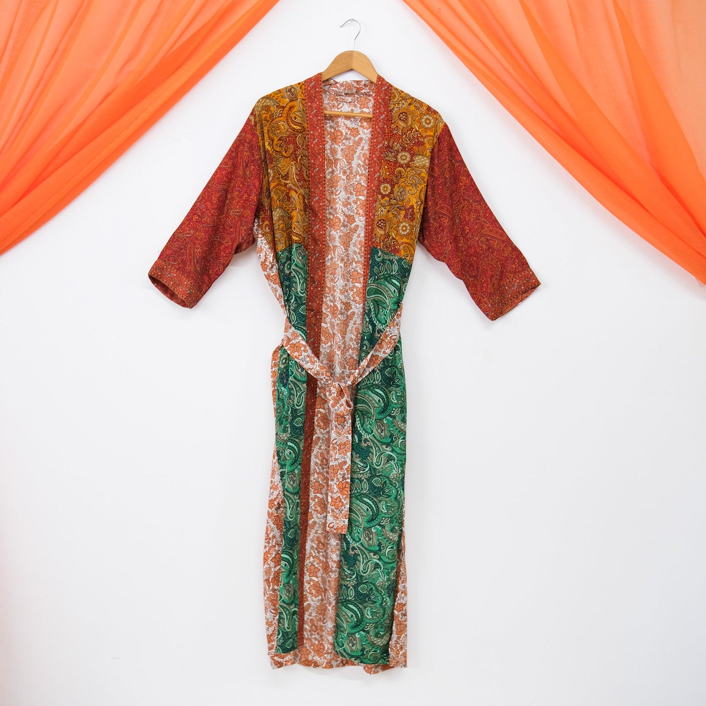 Boho Patchwork Recycled Silk Kimonos