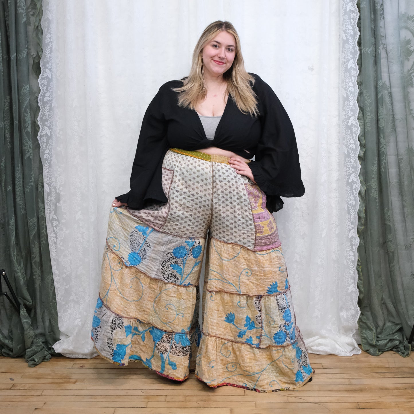 Kantha Reversible One of a Kind  Wide Leg Pants