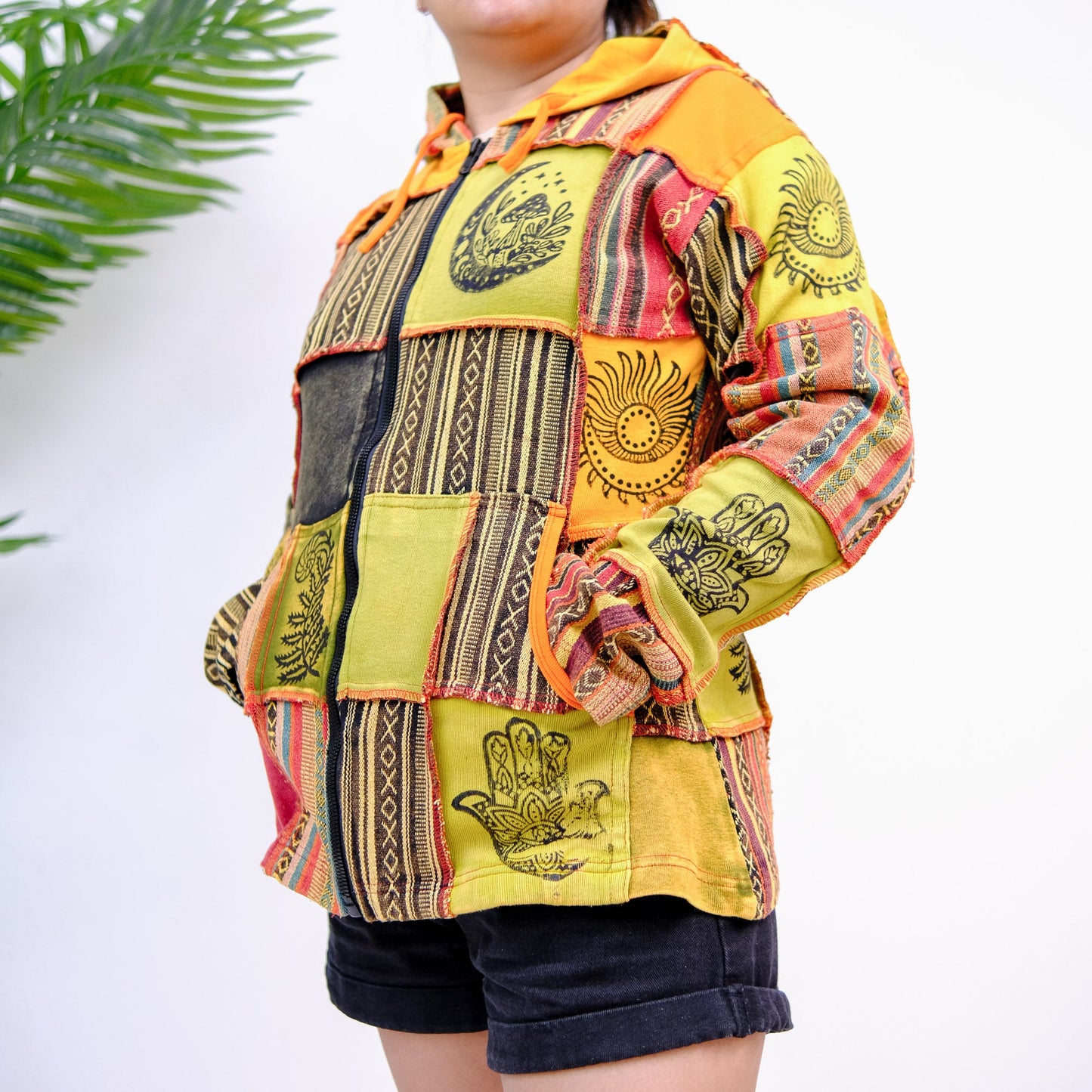 Patchwork Block Print Unisex Jacket