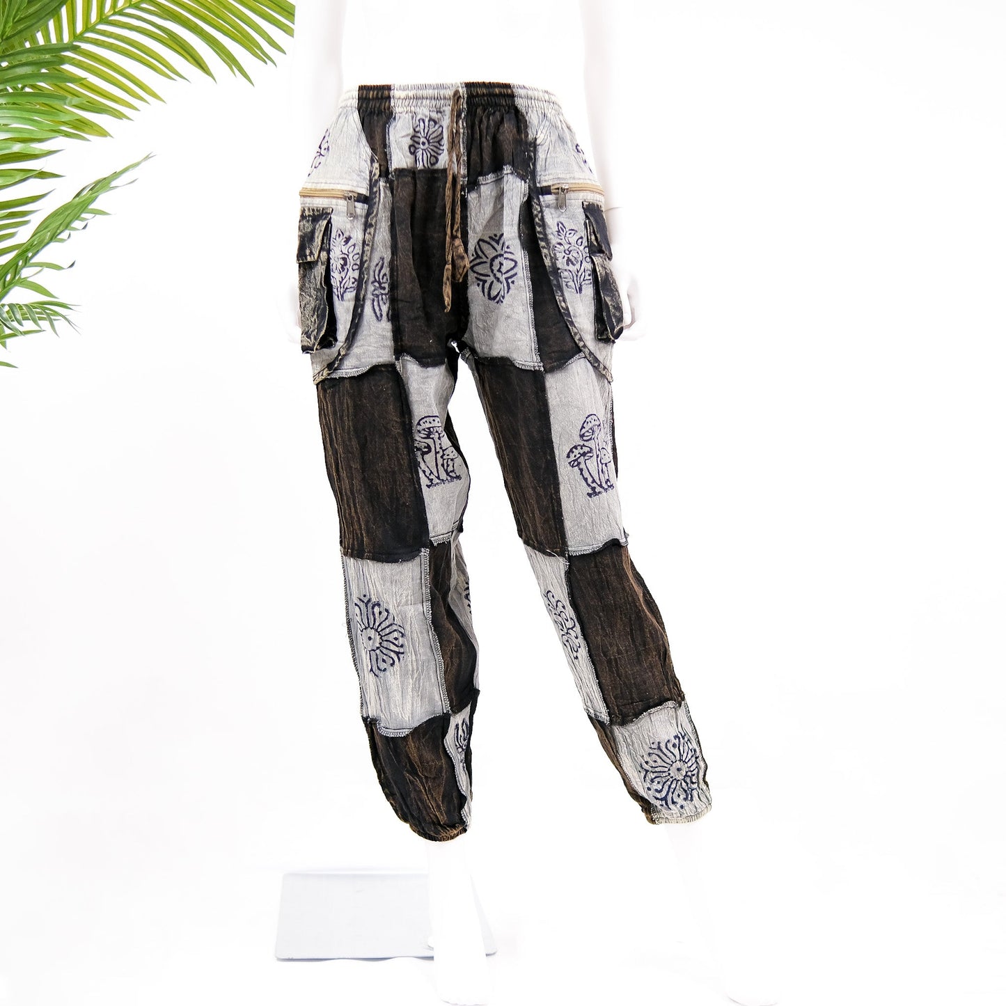 Patch Cotton Gothic Style Unisex Pants