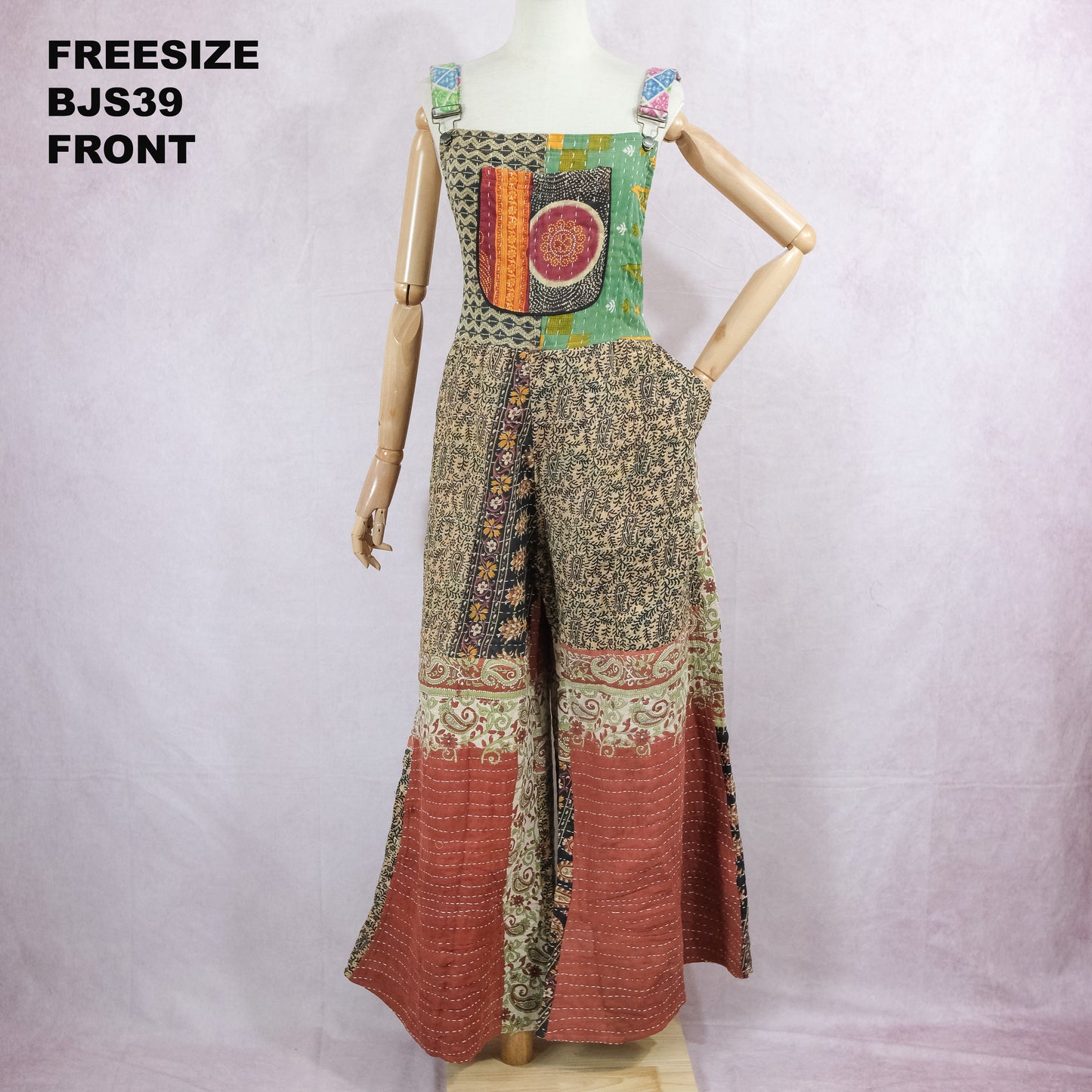 Kantha one of A Kind Boho Bell Bottom Jumpsuit