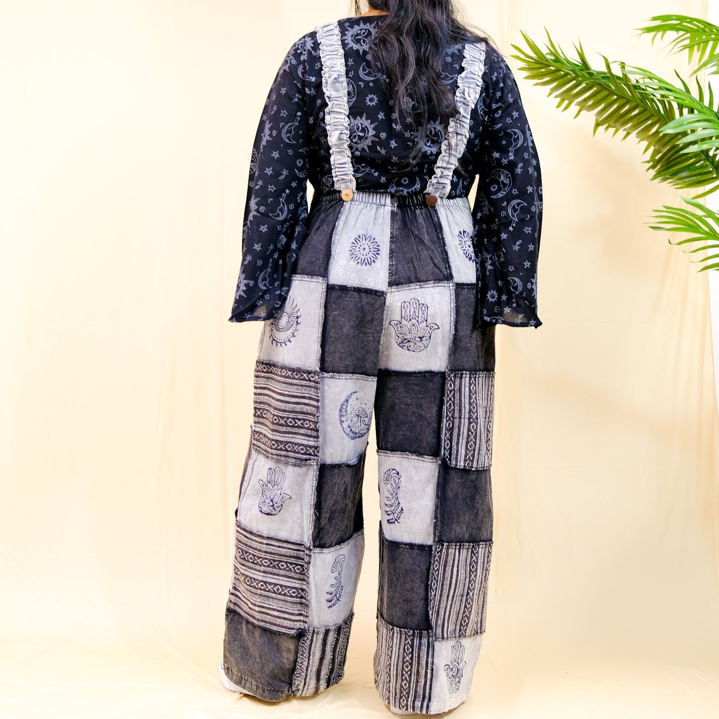 Patchwork Wide Leg Festival Jumpsuits