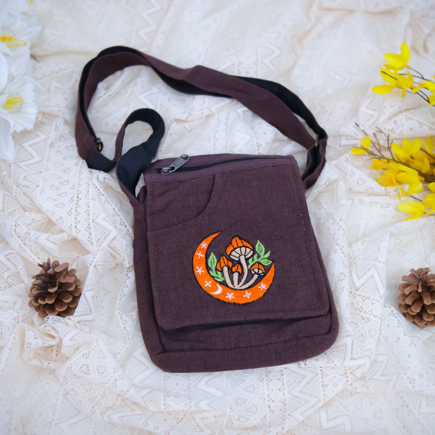 Mushroom Celestial Cotton Side Bag