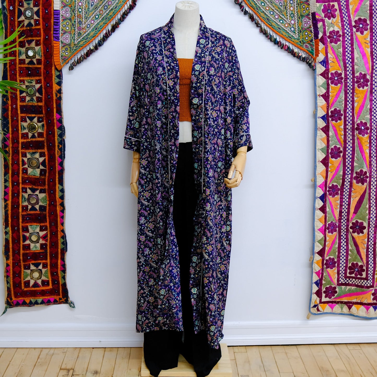 Floral Long Bohemian Kimono with Pockets