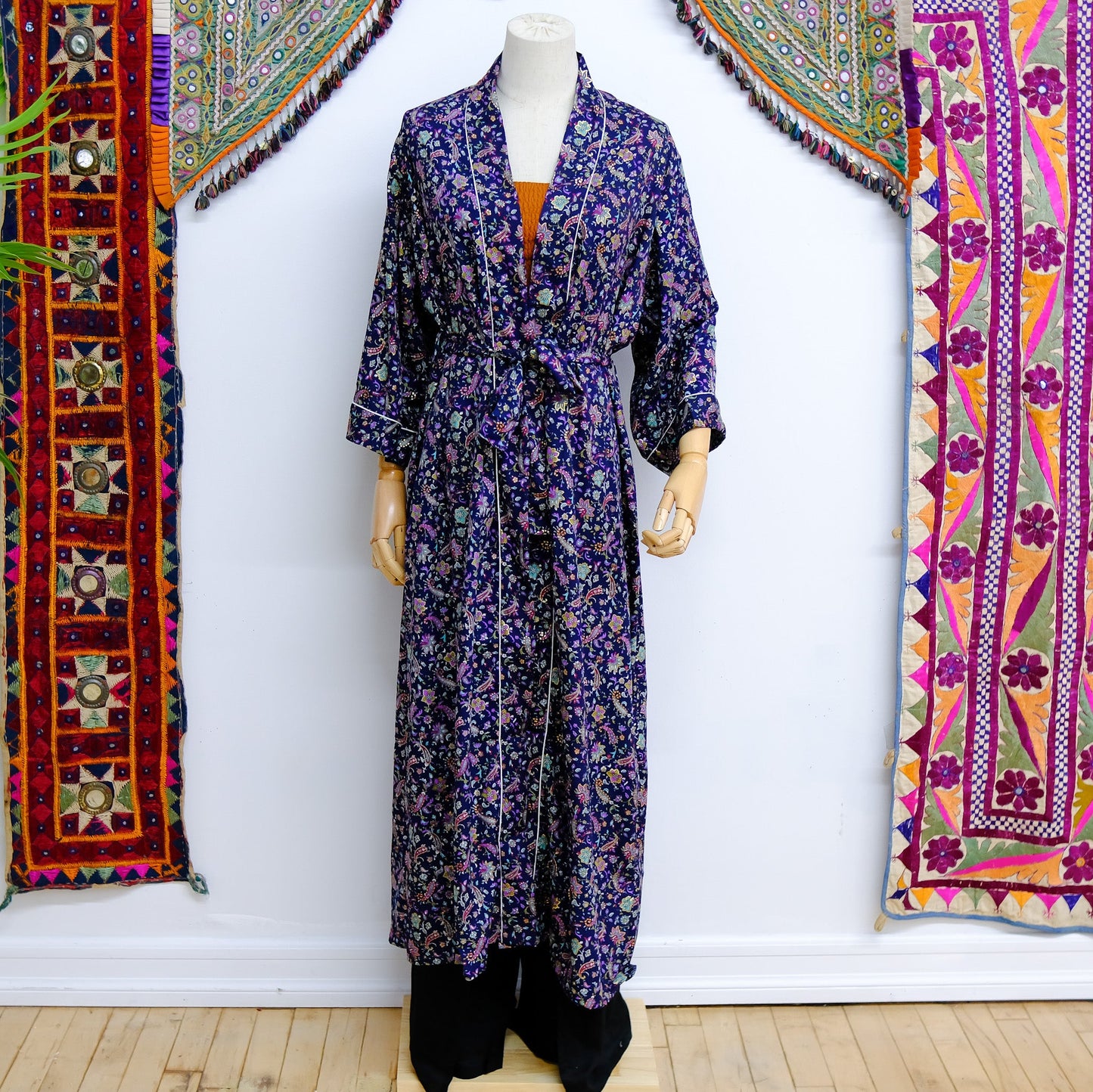 Floral Long Bohemian Kimono with Pockets