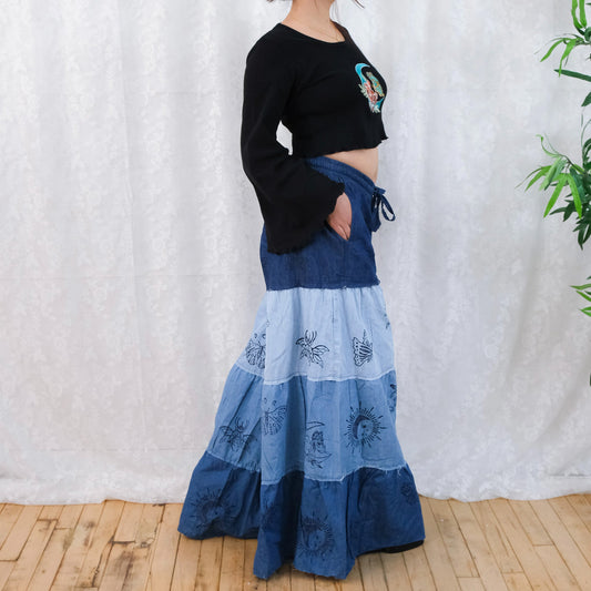 Denim Tiered Wide Leg Pants