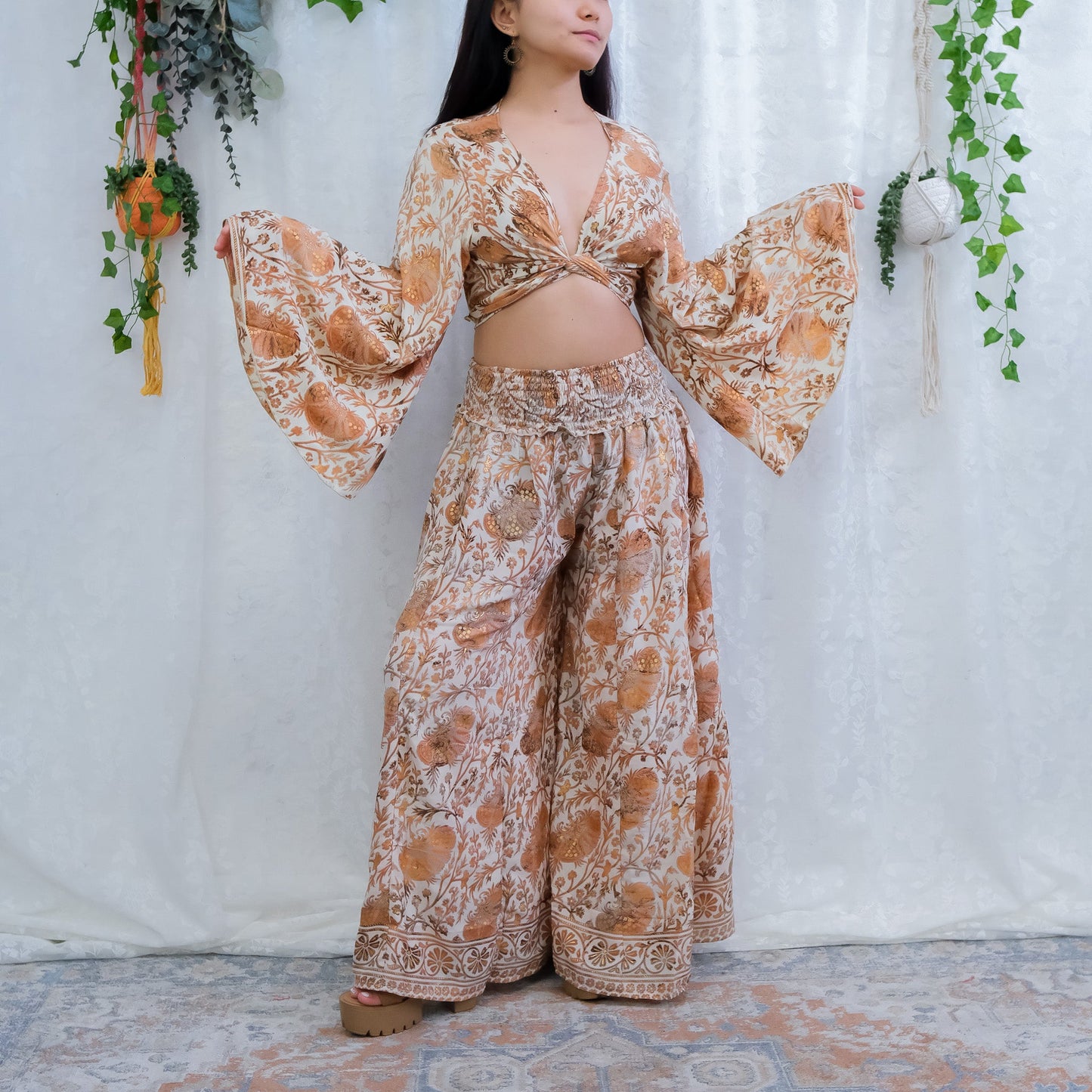 70s Style Boho 2 Piece Pant+ Top Outfit