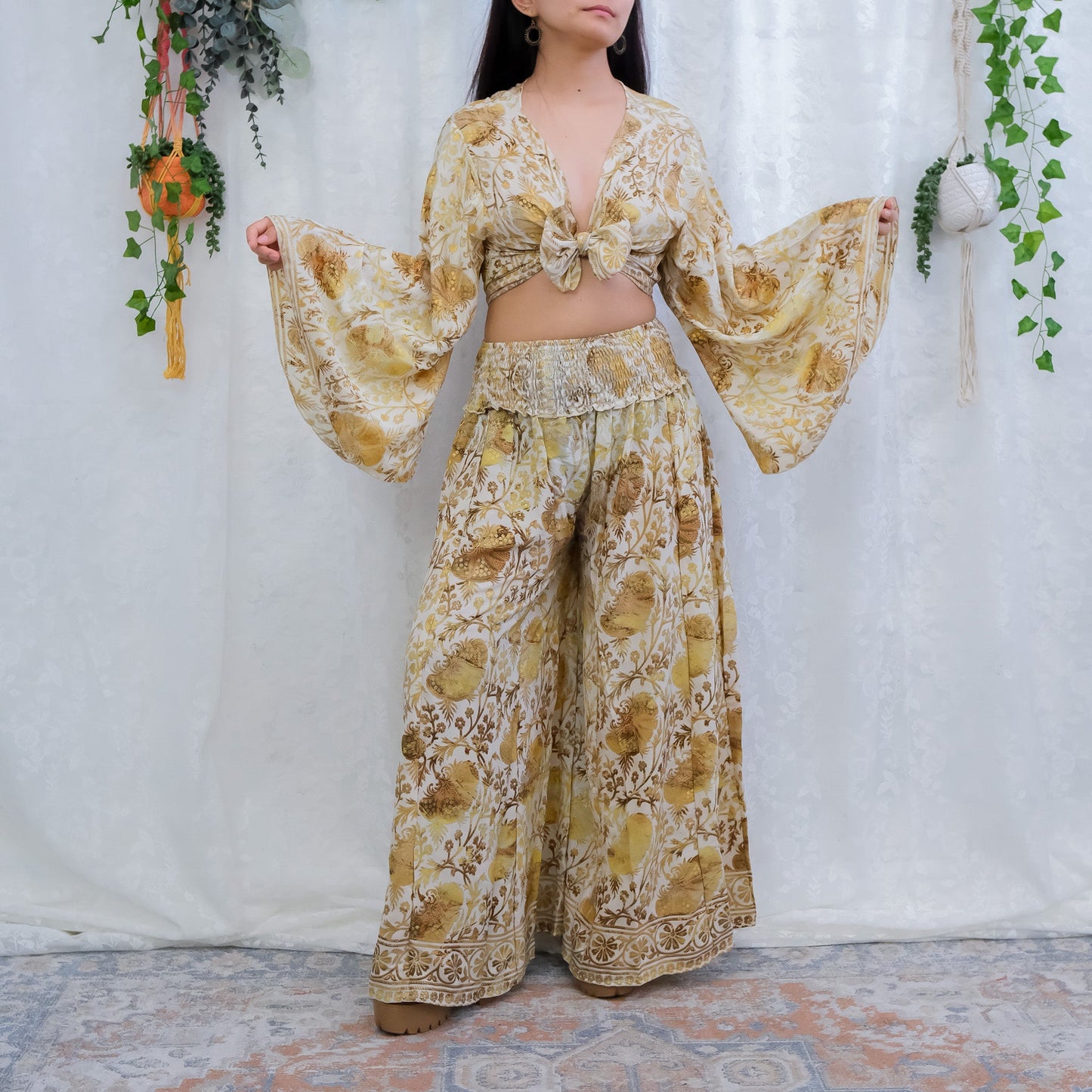 70s Style Boho 2 Piece Pant+ Top Outfit