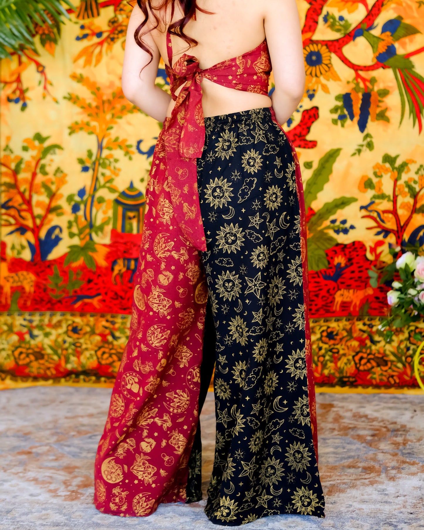 Eclipse Celestial/Mushroom Wide Leg Pants with Halter Top