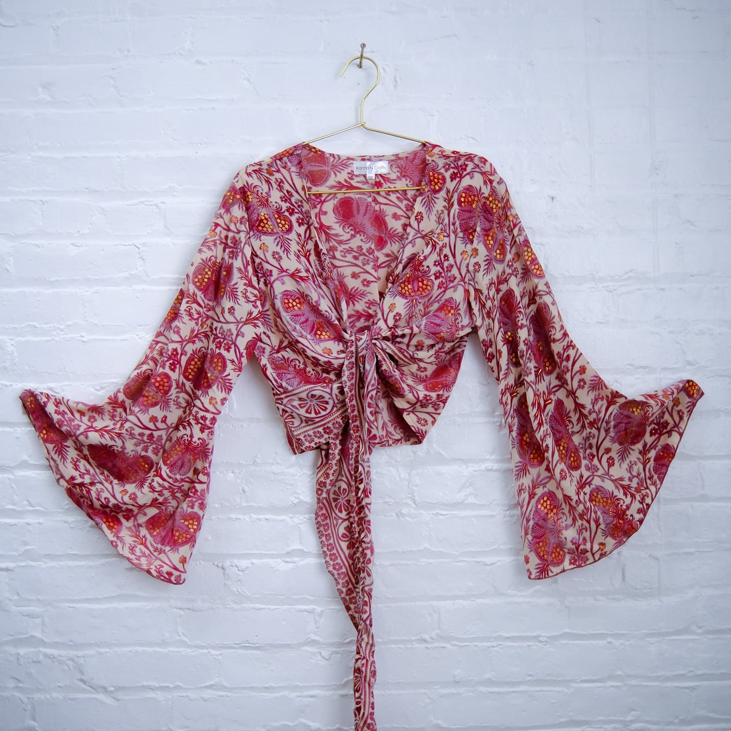 Boho Three Way Bell Sleeve Tie Top