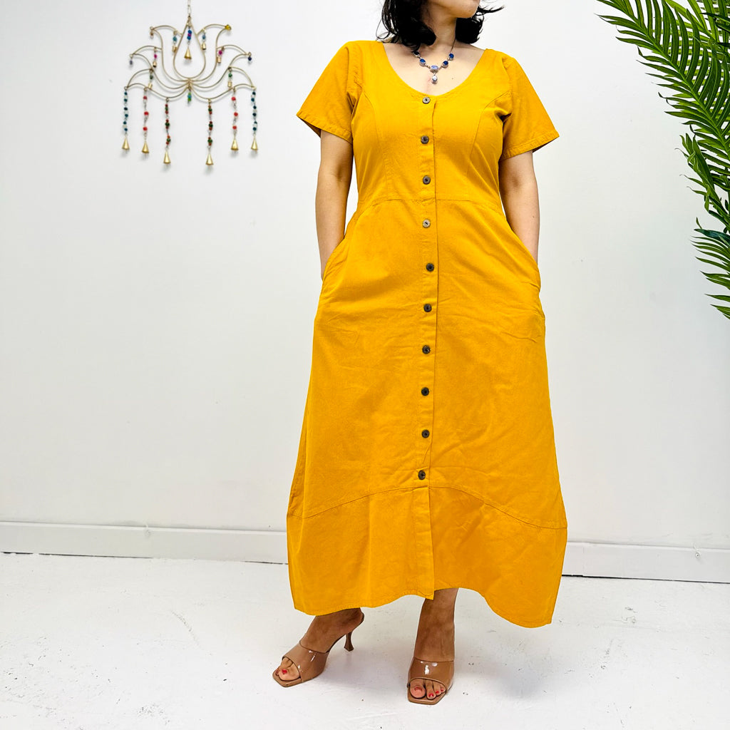 Solid Color Long Cotton Maxi Dress