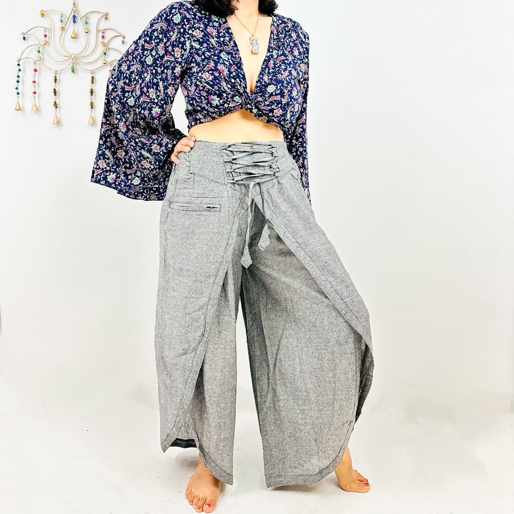 Cotton Double Layer Wide Leg Palazzo Pant