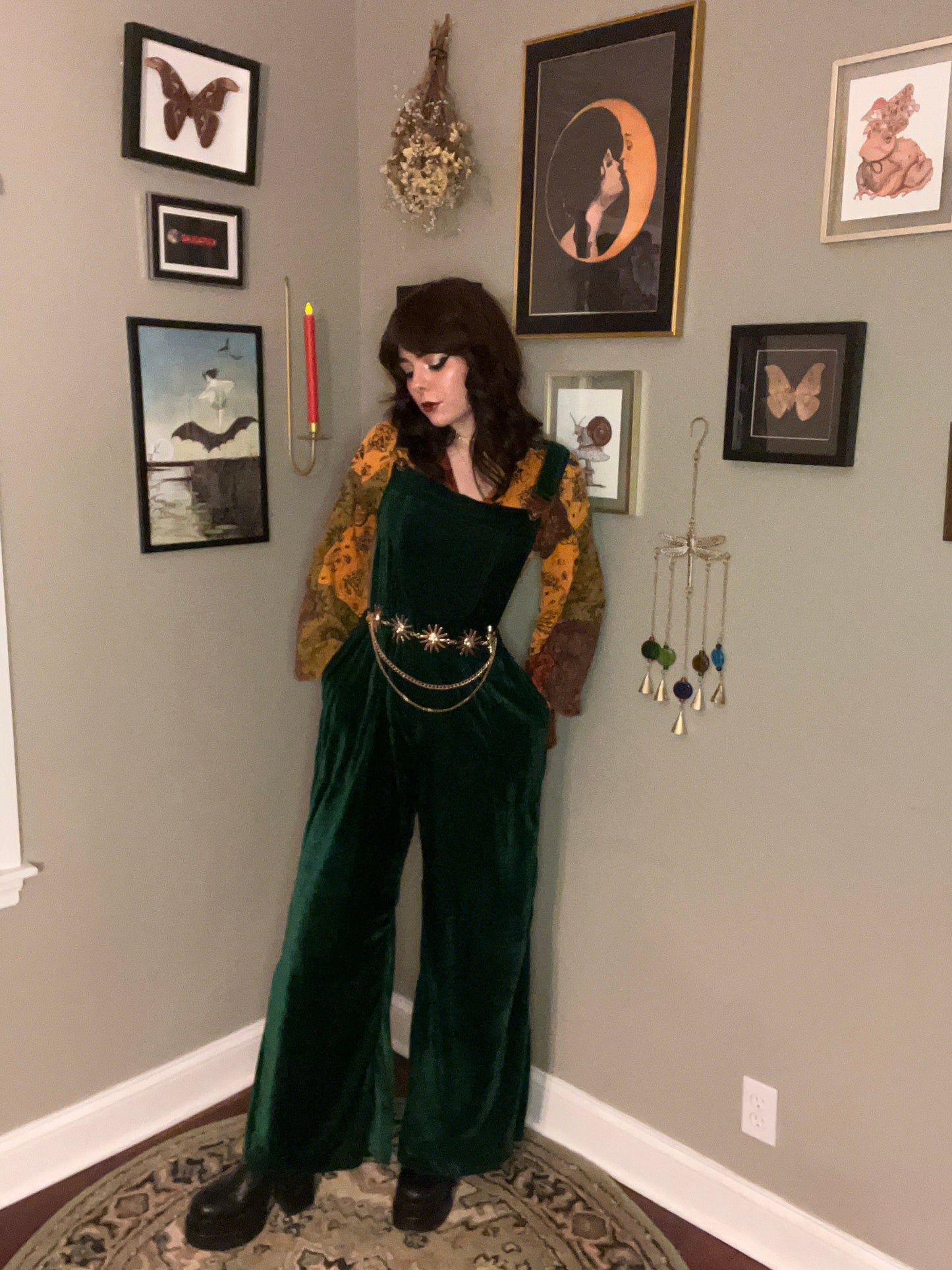 Whimsy Velvet Wide Leg Jumpsuit