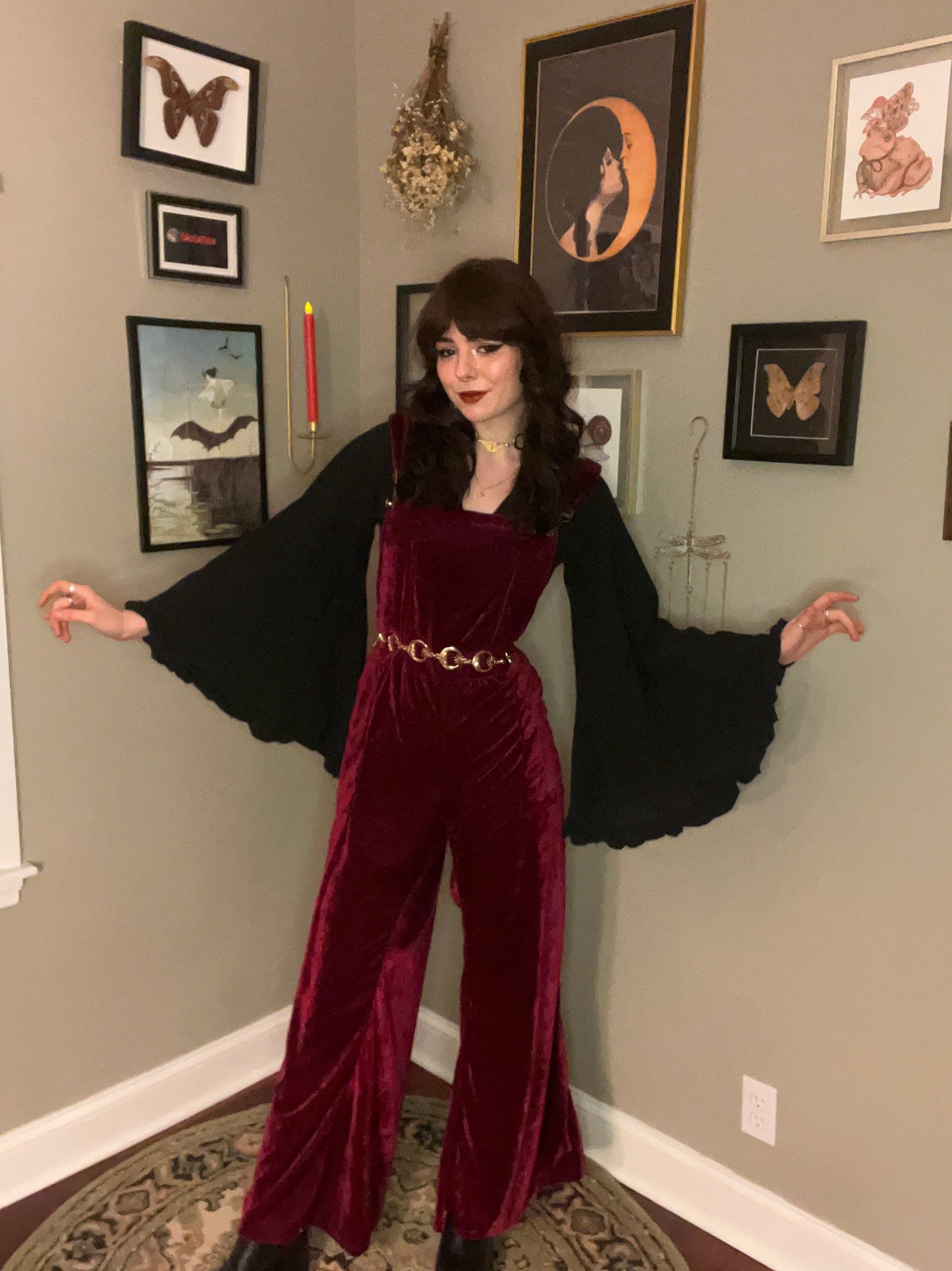 Whimsy Velvet Wide Leg Jumpsuit