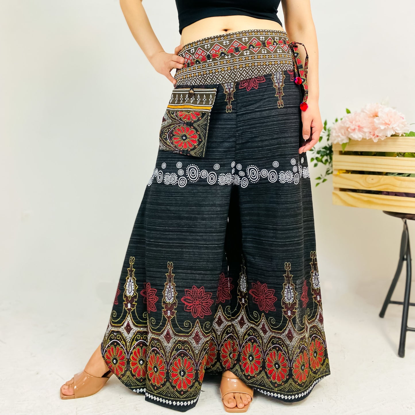 Wide Leg Boho Style Palazzo Cotton  Pant (Pack of 5)