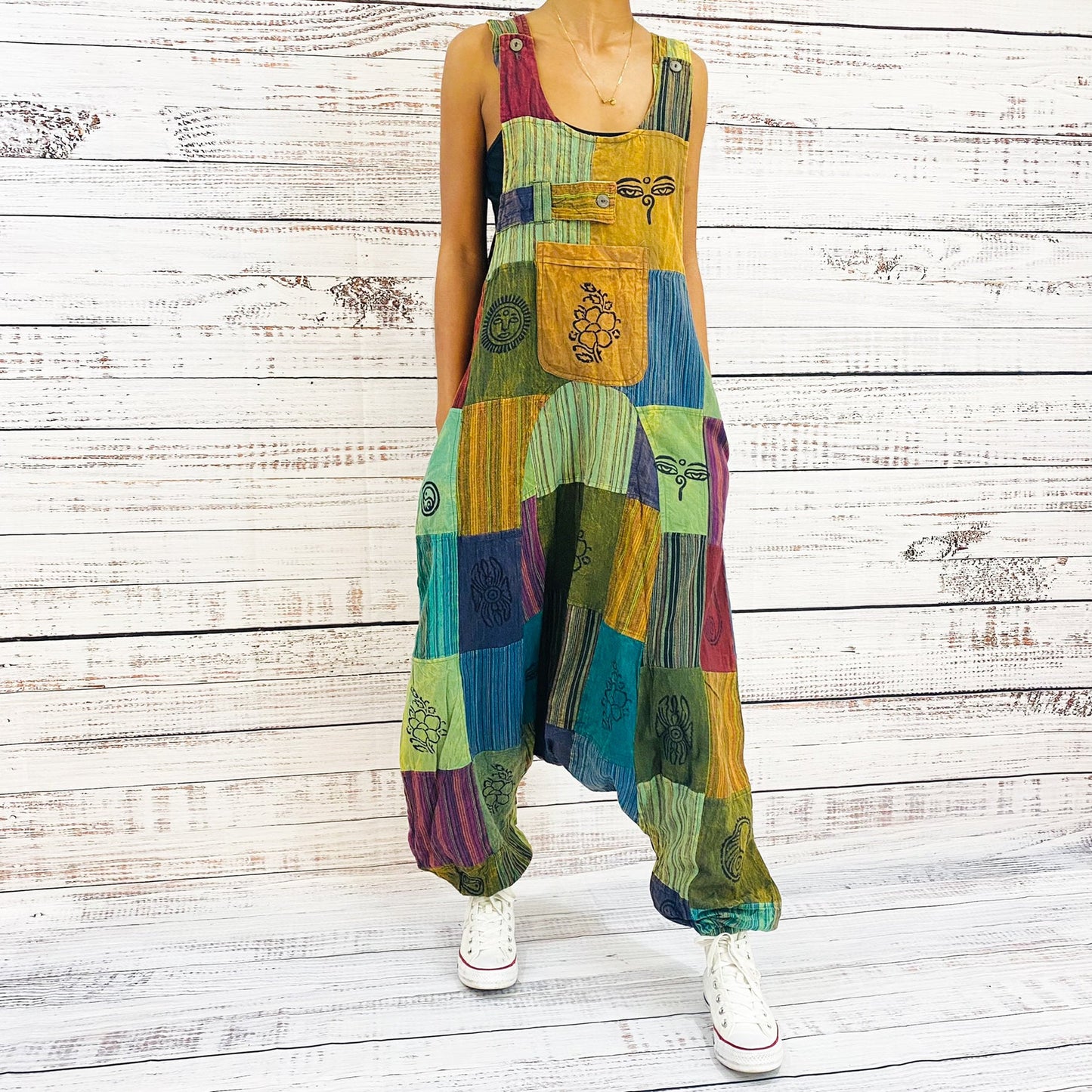 Patchwork Harem Cotton Jumspuits