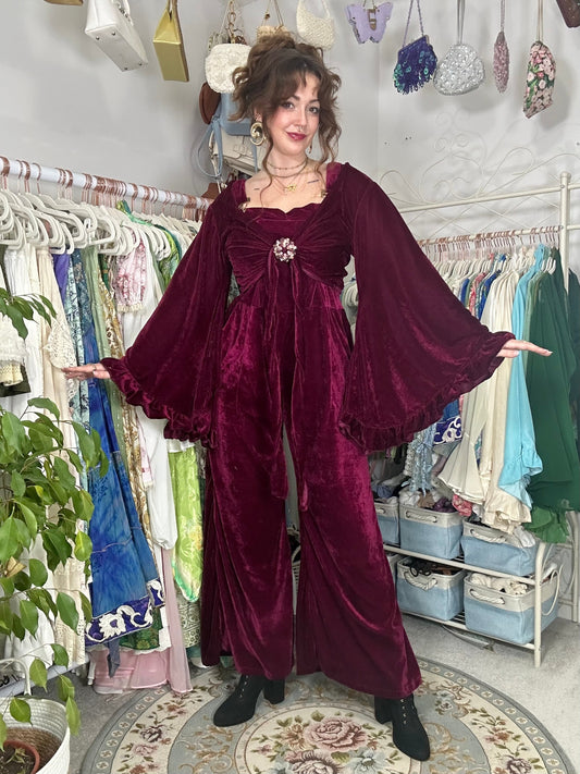 Whimsy Velvet Wide Leg Jumpsuit