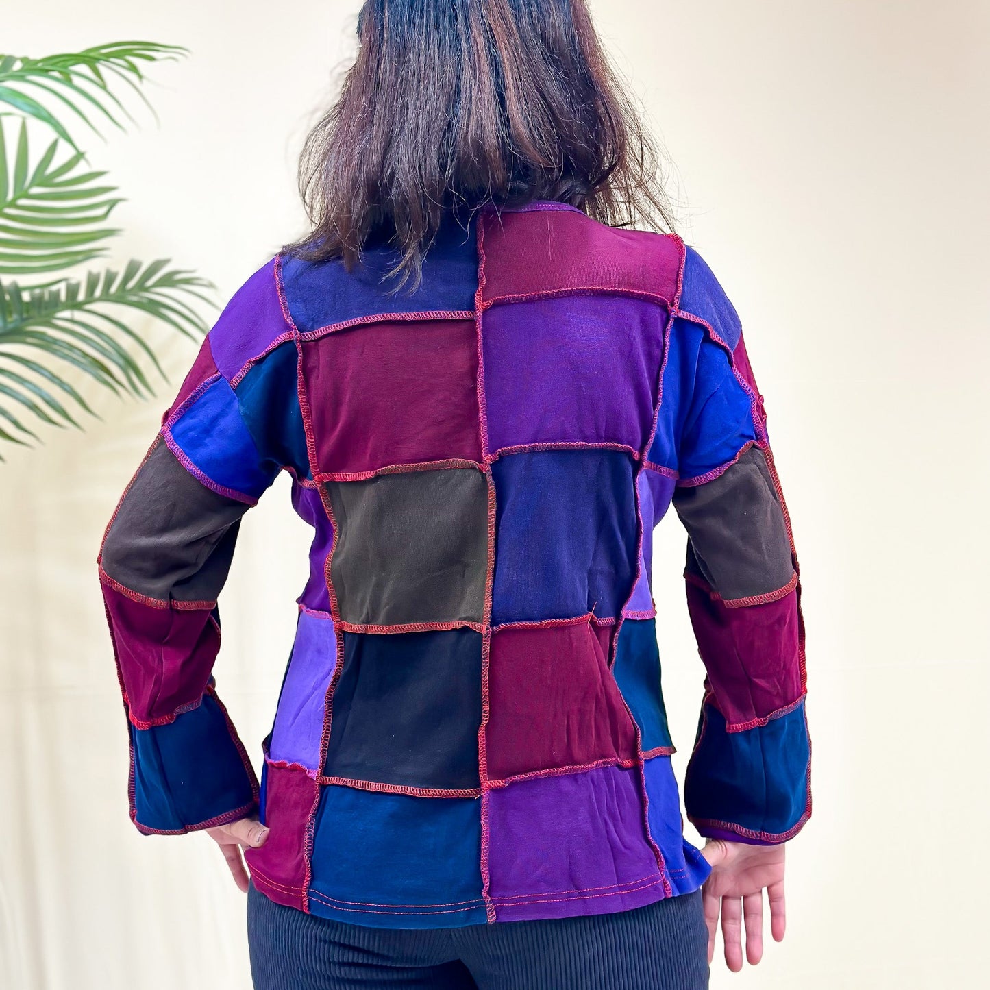 Hand Embroidered Patchwork Long Sleeve Sweater