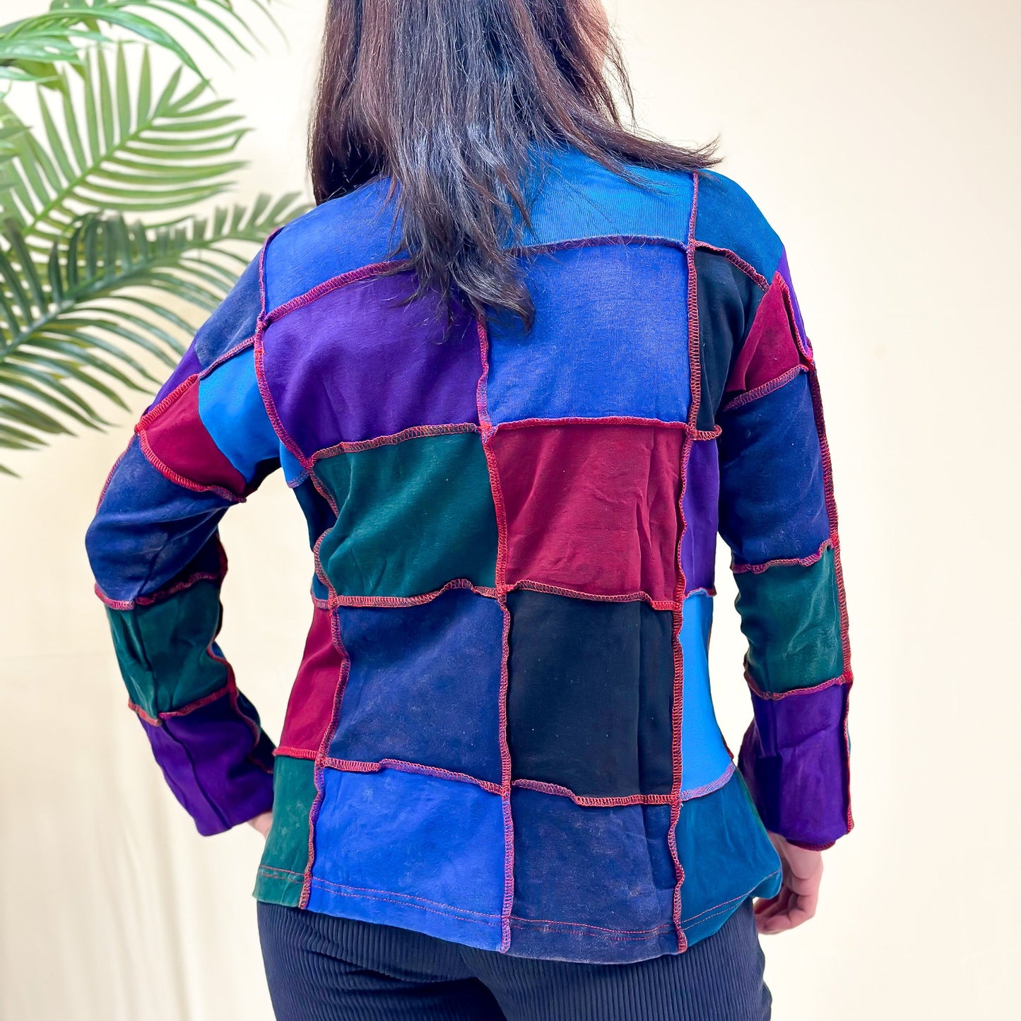 Hand Embroidered Patchwork Long Sleeve Sweater