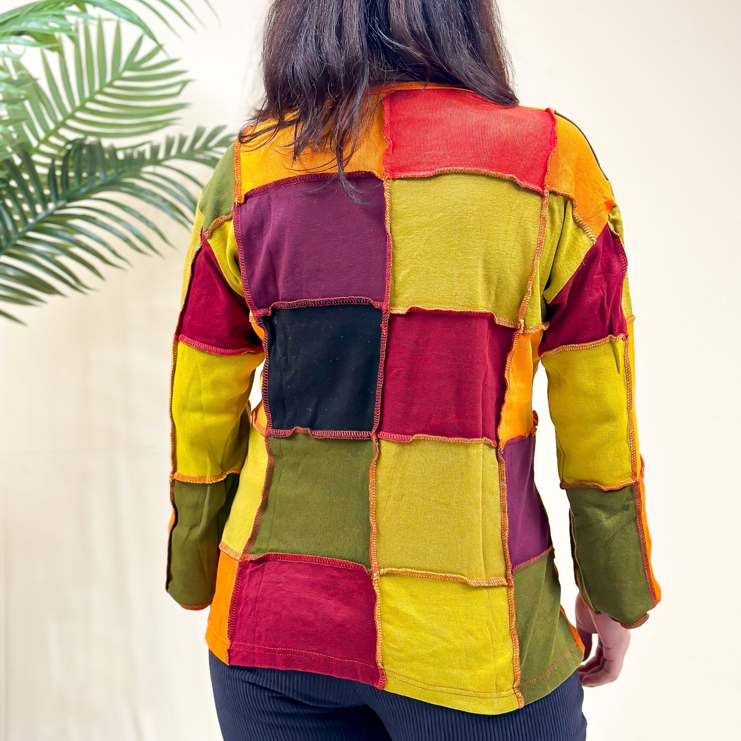 Hand Embroidered Patchwork Long Sleeve Sweater