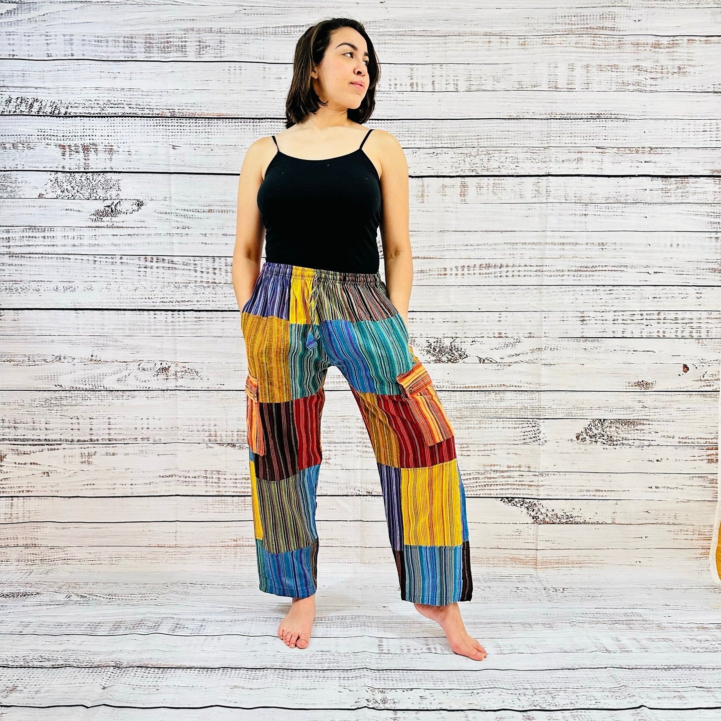 Unisex Patchwork Multi Pocket Palazzo Pants