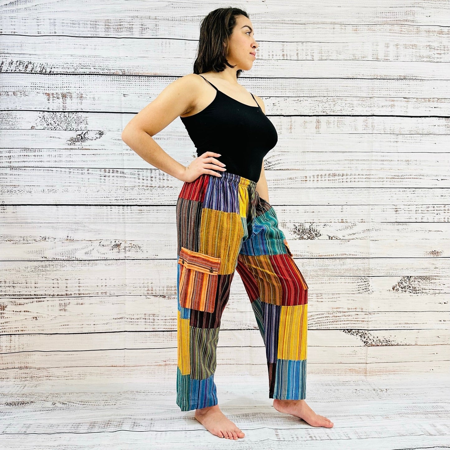 Unisex Patchwork Multi Pocket Palazzo Pants