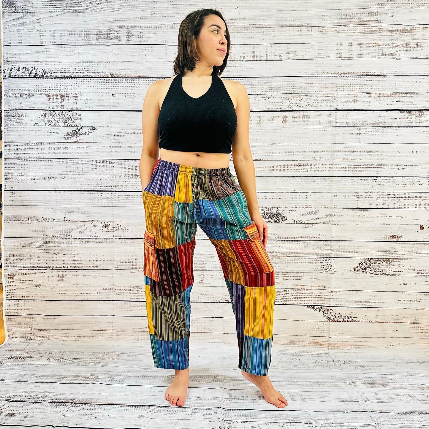 Unisex Patchwork Multi Pocket Palazzo Pants