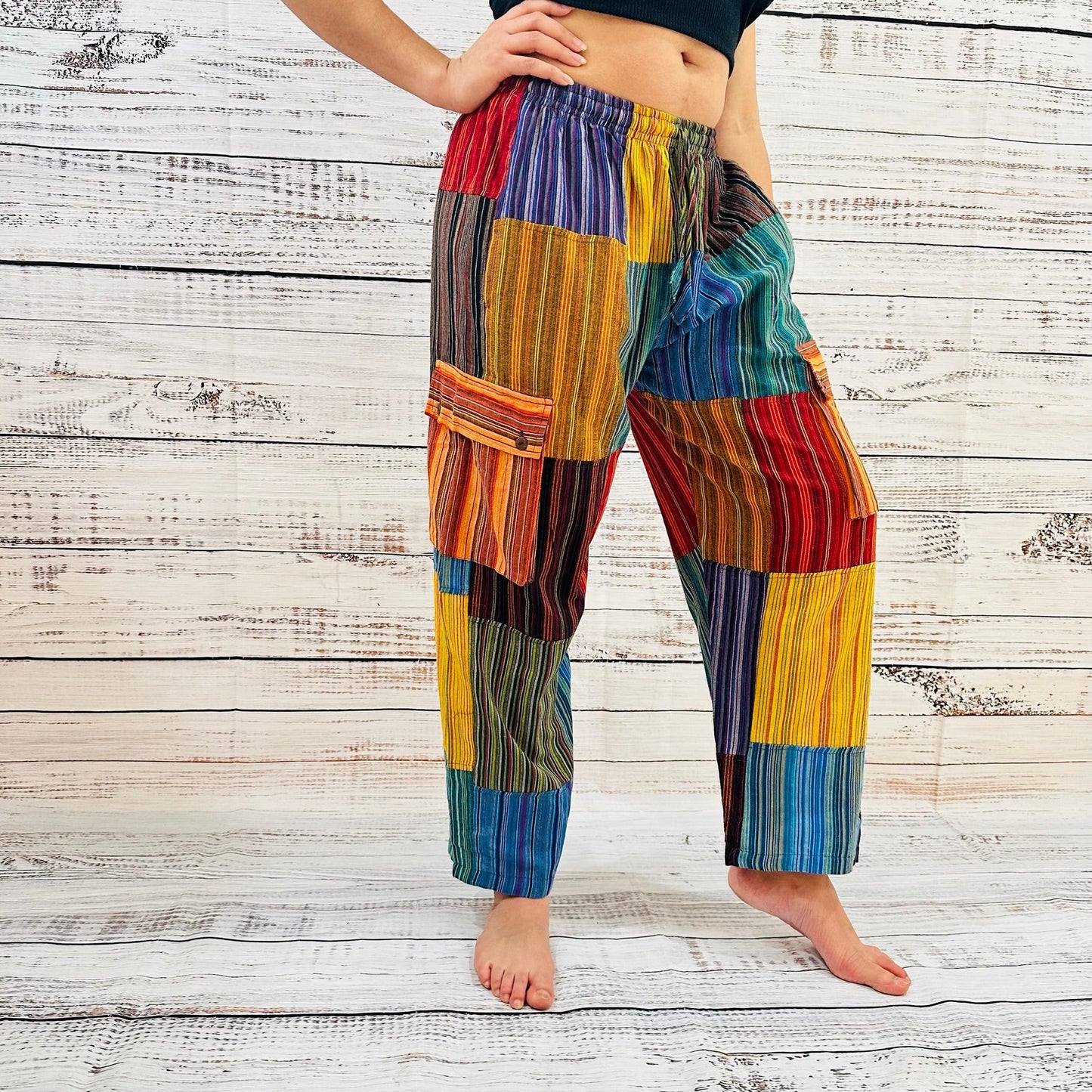 Unisex Patchwork Multi Pocket Palazzo Pants