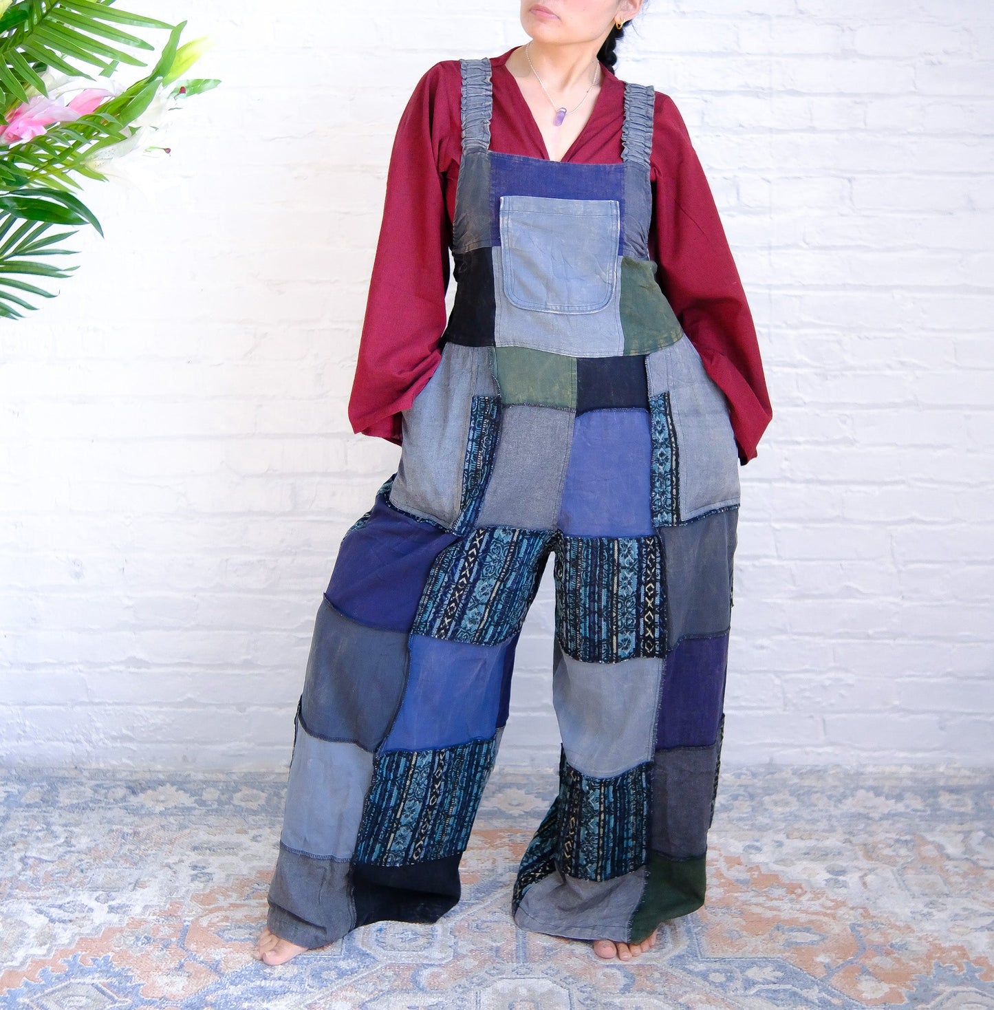 Solid Patchwork Wide Leg Jumpsuit