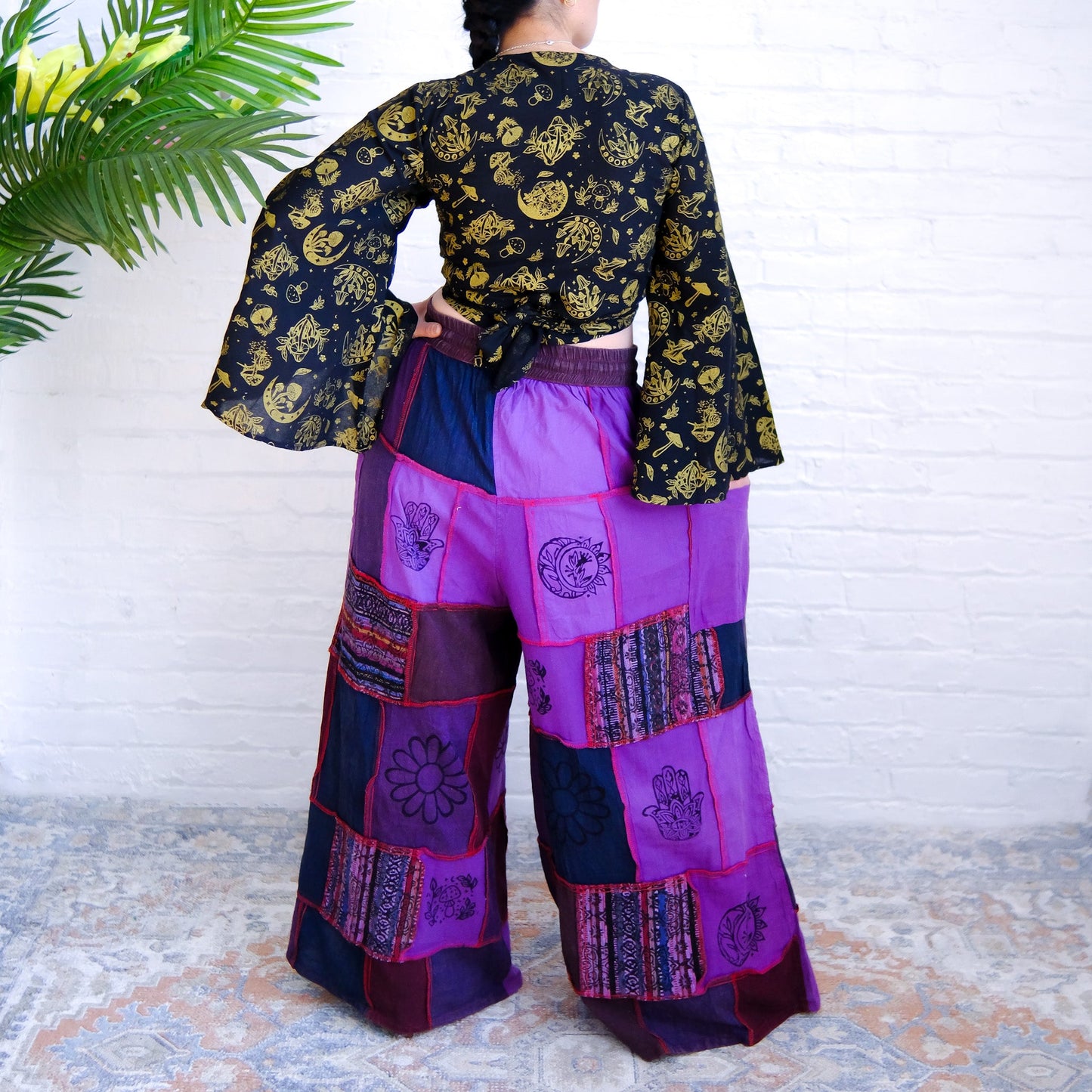 Whimsigoth Inspired Patchwork Wide Leg Pants