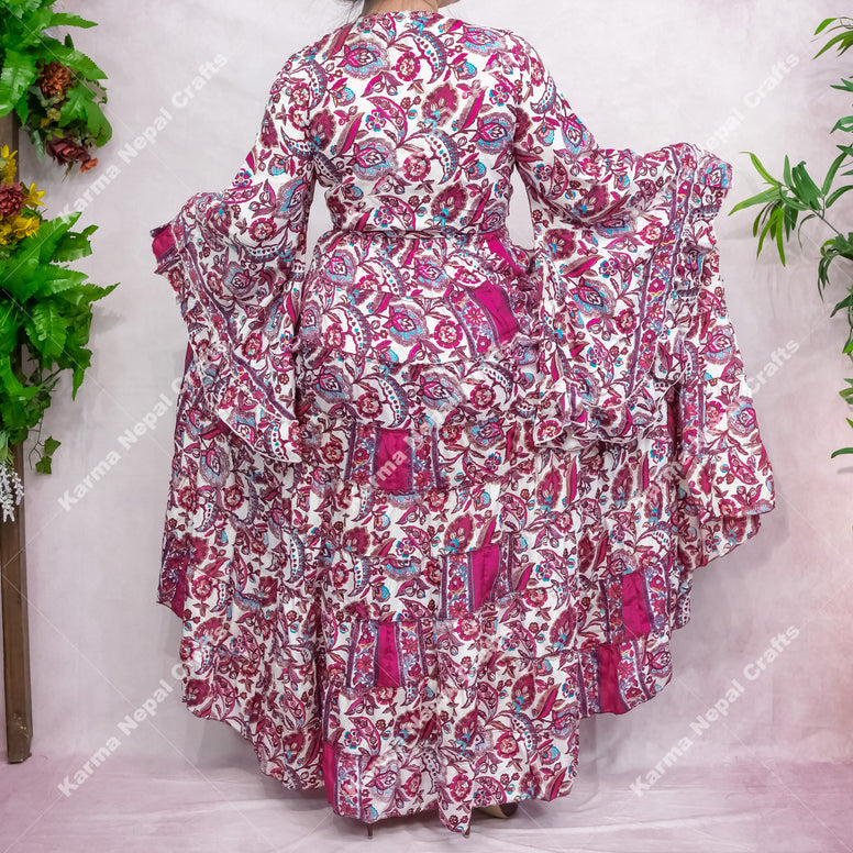 Flowy Whimsical Skirt with Ruffle Sleeve Top