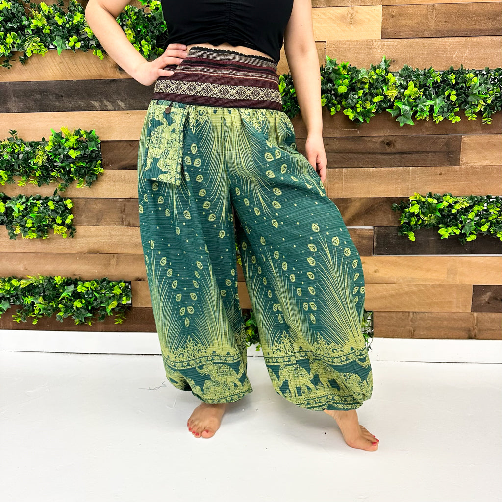 Handwoven Elephant Print Cotton Harem Pants (Pack of 5)