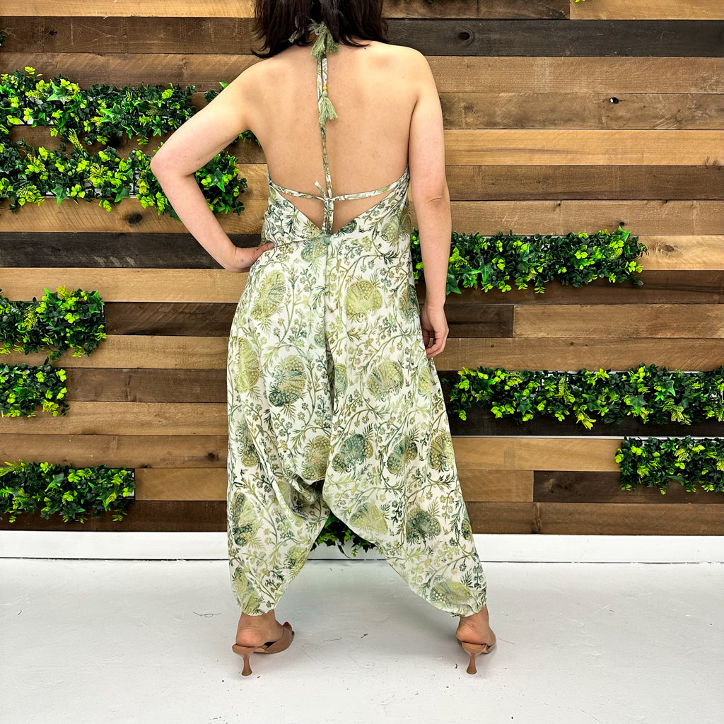 Silk Backless Summer Jumpsuit