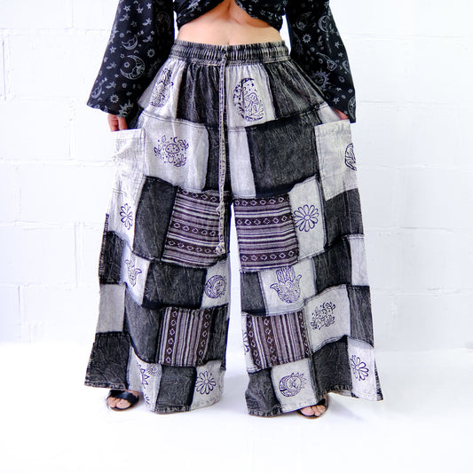 Whimsigoth Inspired Patchwork Wide Leg Pants