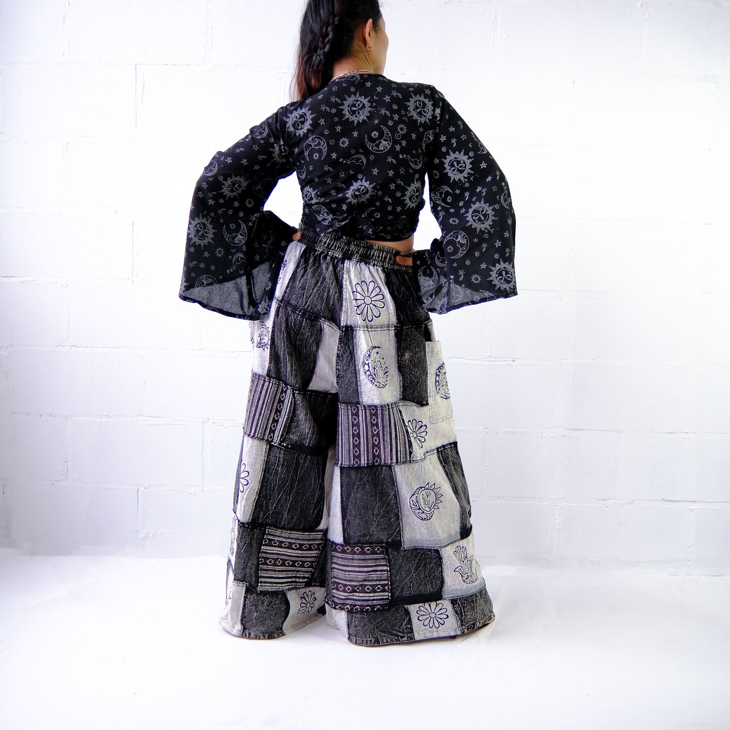 Whimsigoth Inspired Patchwork Wide Leg Pants