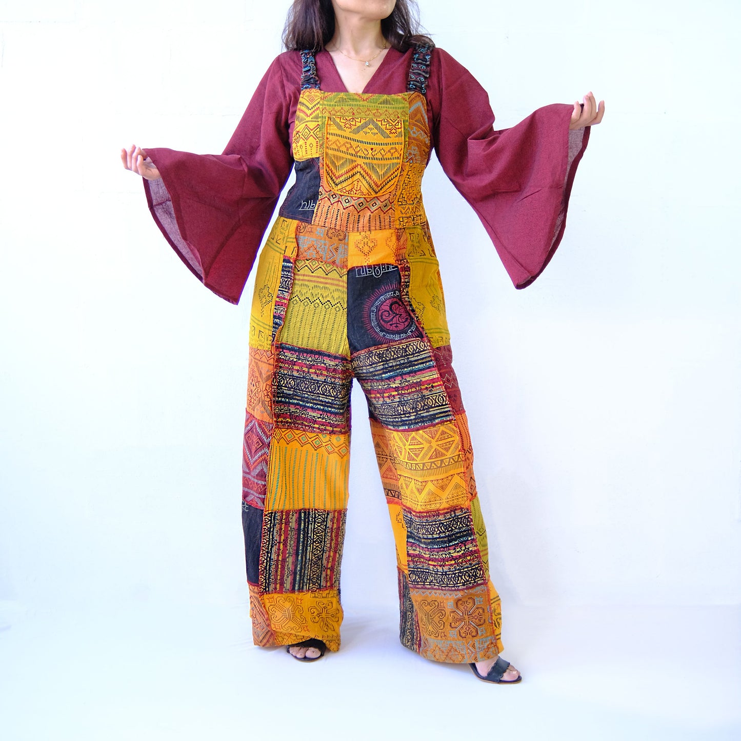 Patchwork Multicolor Bohemian Wide Leg Jumpsuit