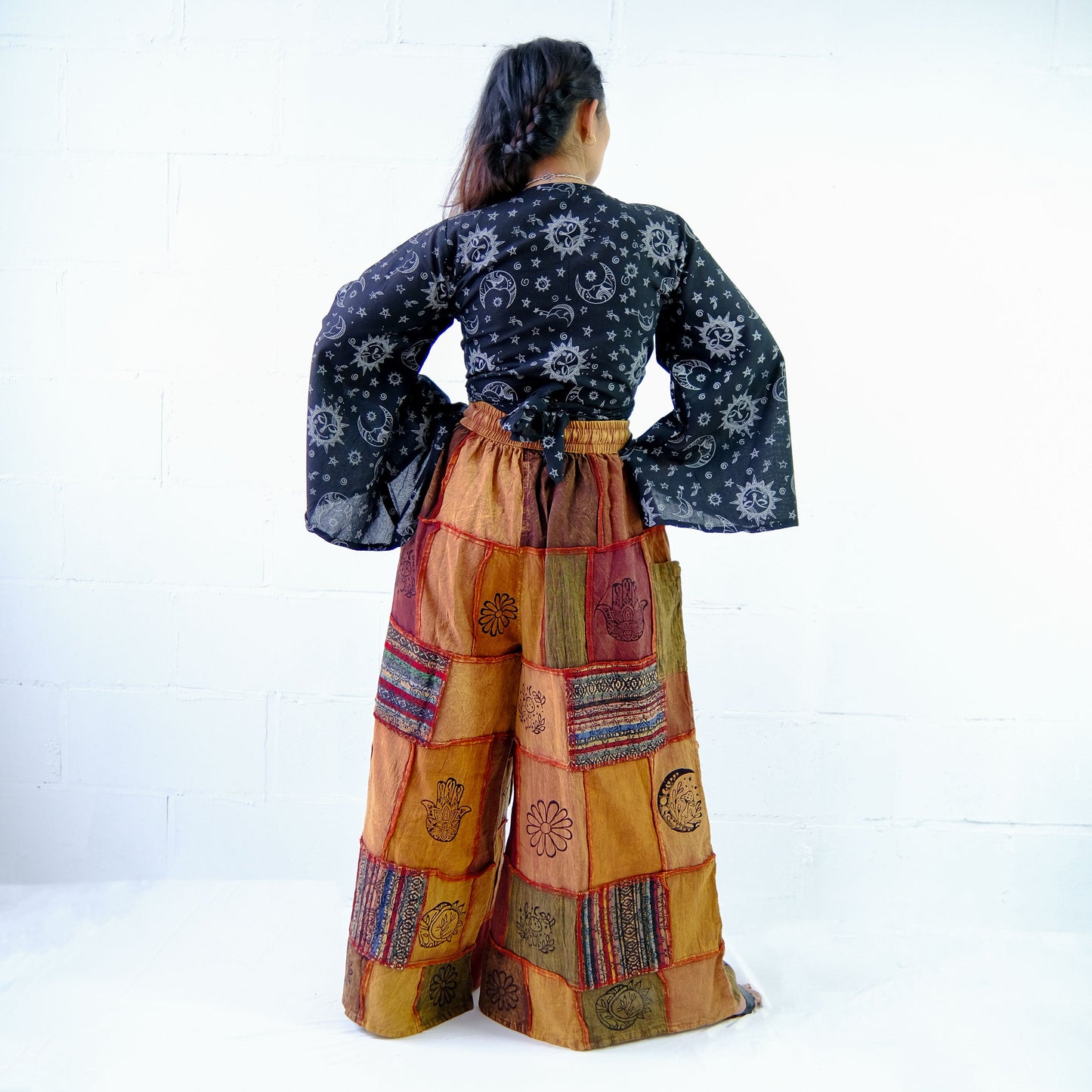 Whimsigoth Inspired Patchwork Wide Leg Pants