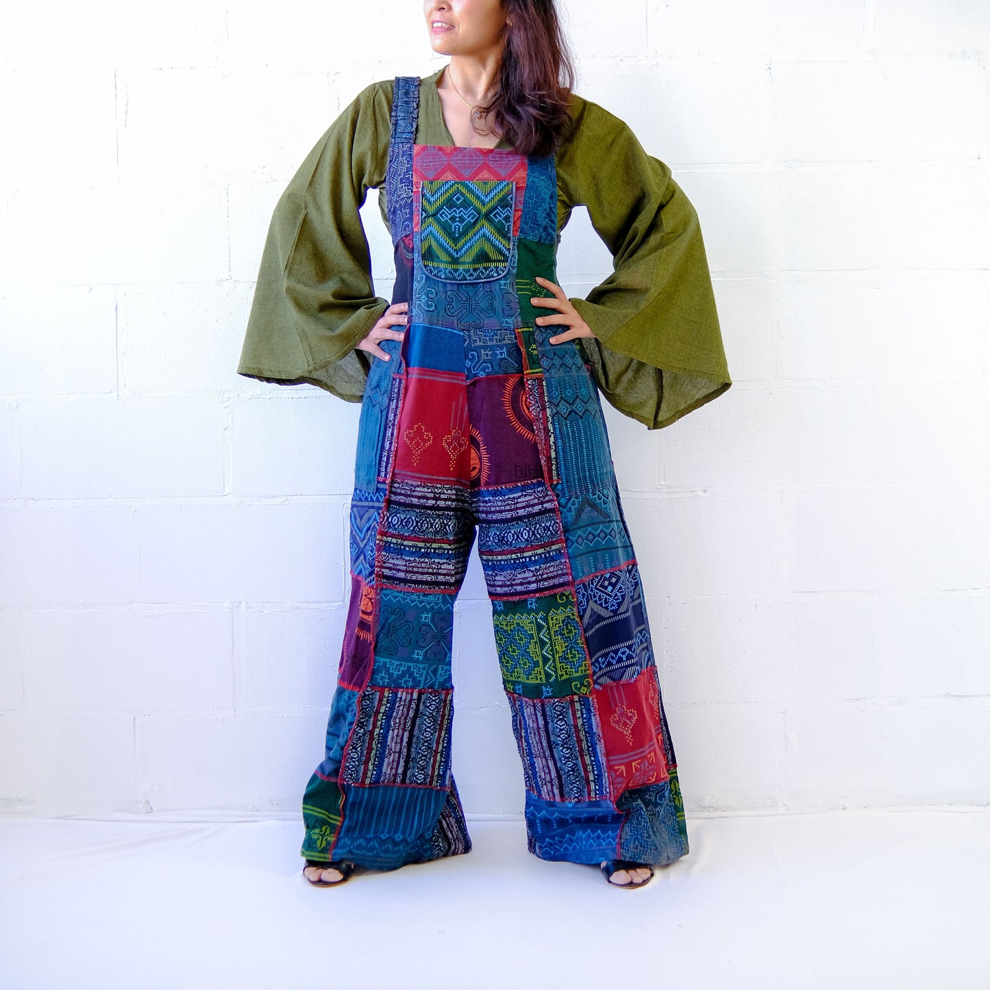 Patchwork Multicolor Bohemian Wide Leg Jumpsuit