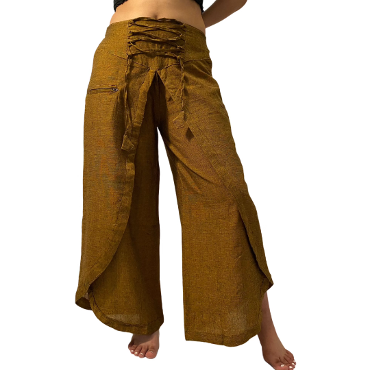 Cotton Double Layer Wide Leg Palazzo Pant