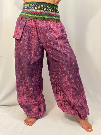 Handwoven Elephant Print Cotton Harem Pants (Pack of 5)