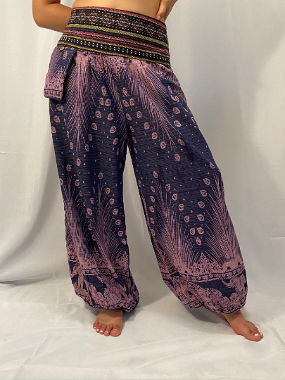 Handwoven Elephant Print Cotton Harem Pants (Pack of 5)